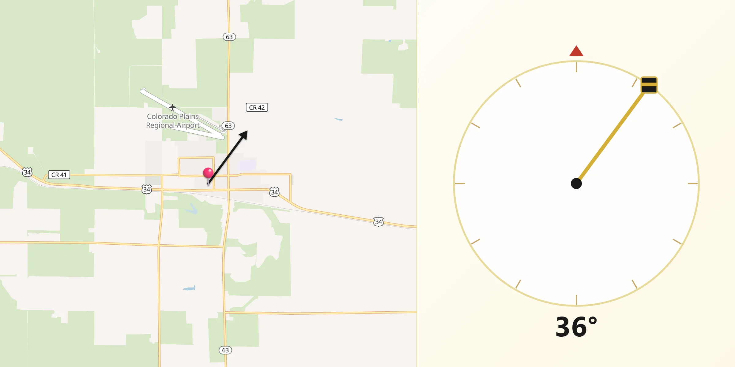 Qibla Direction from Akron