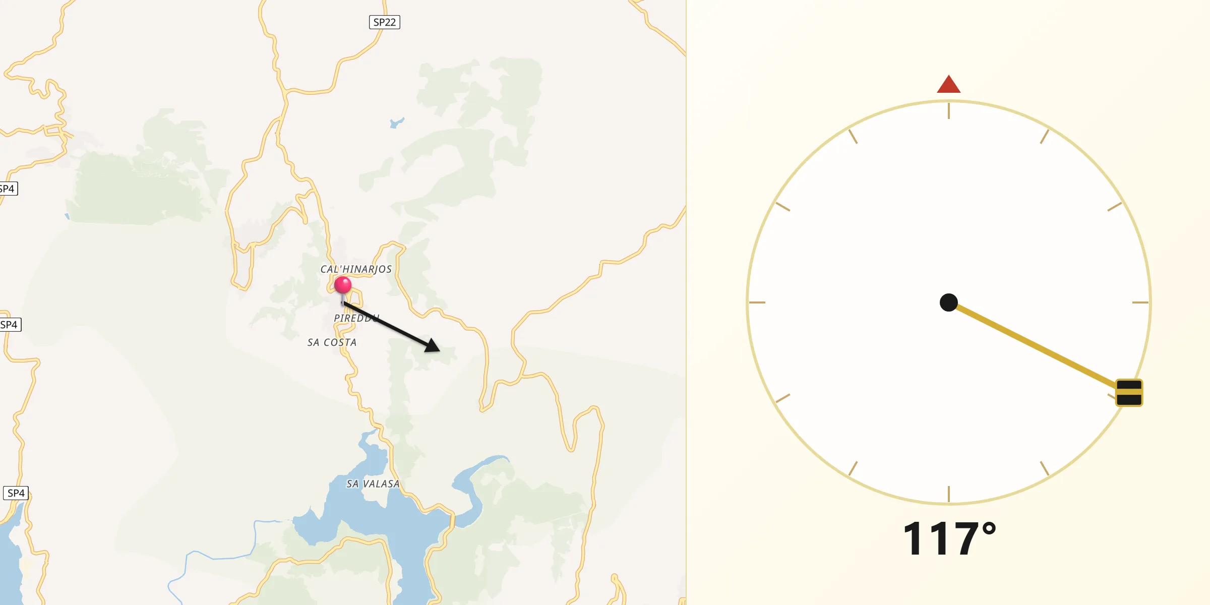 Direzione della Qibla da Gavoi