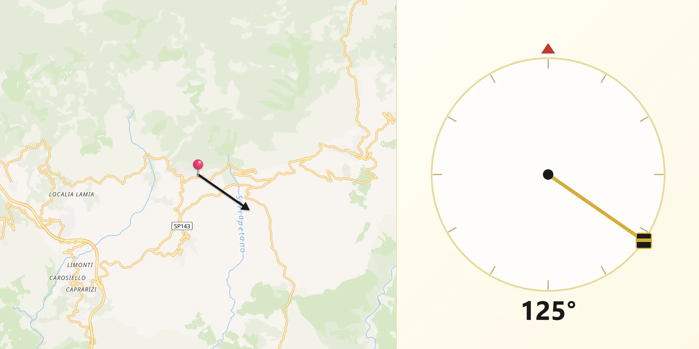 Direzione della Qibla da Montano Antilia