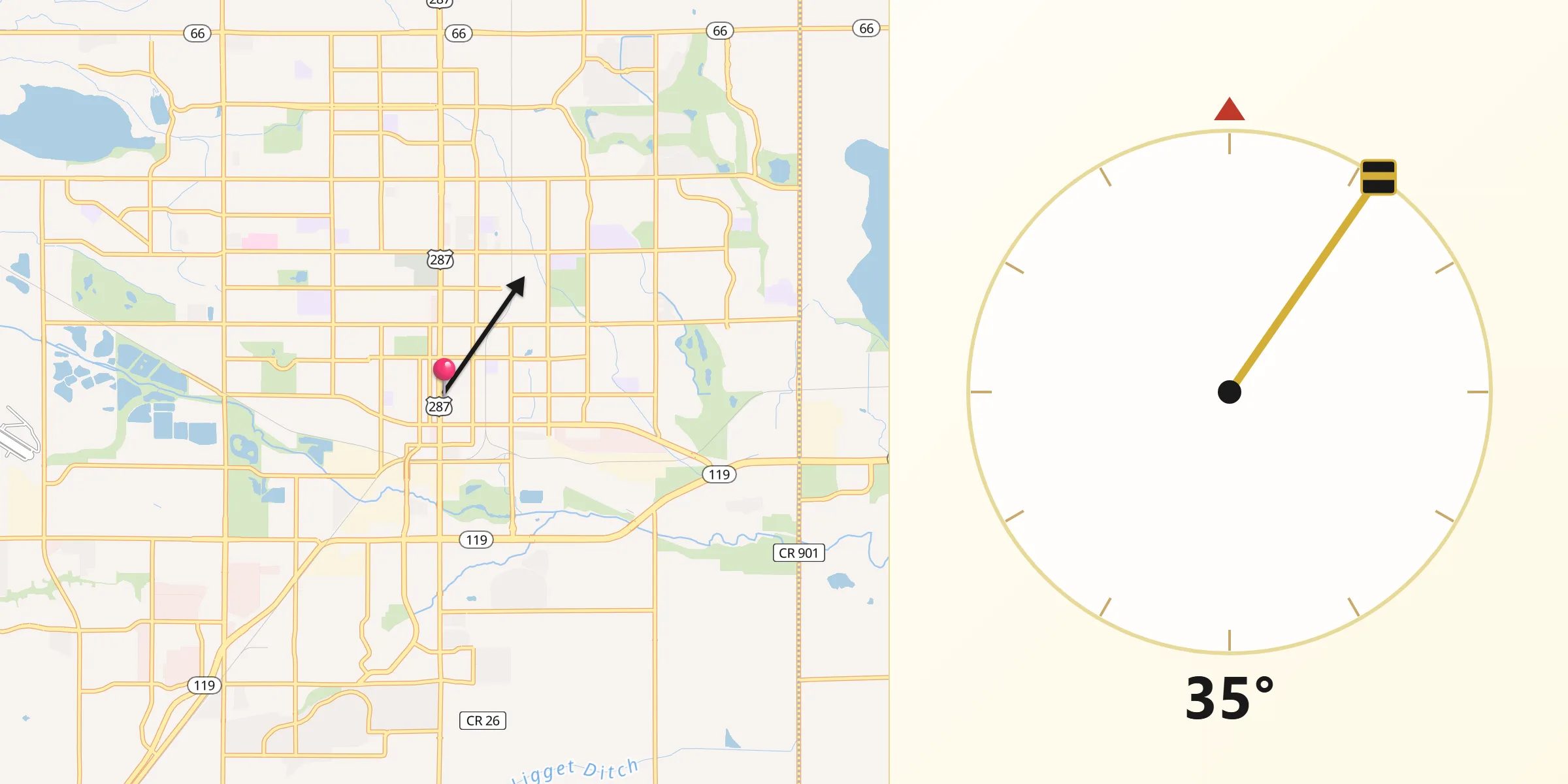 Qibla Direction from Longmont