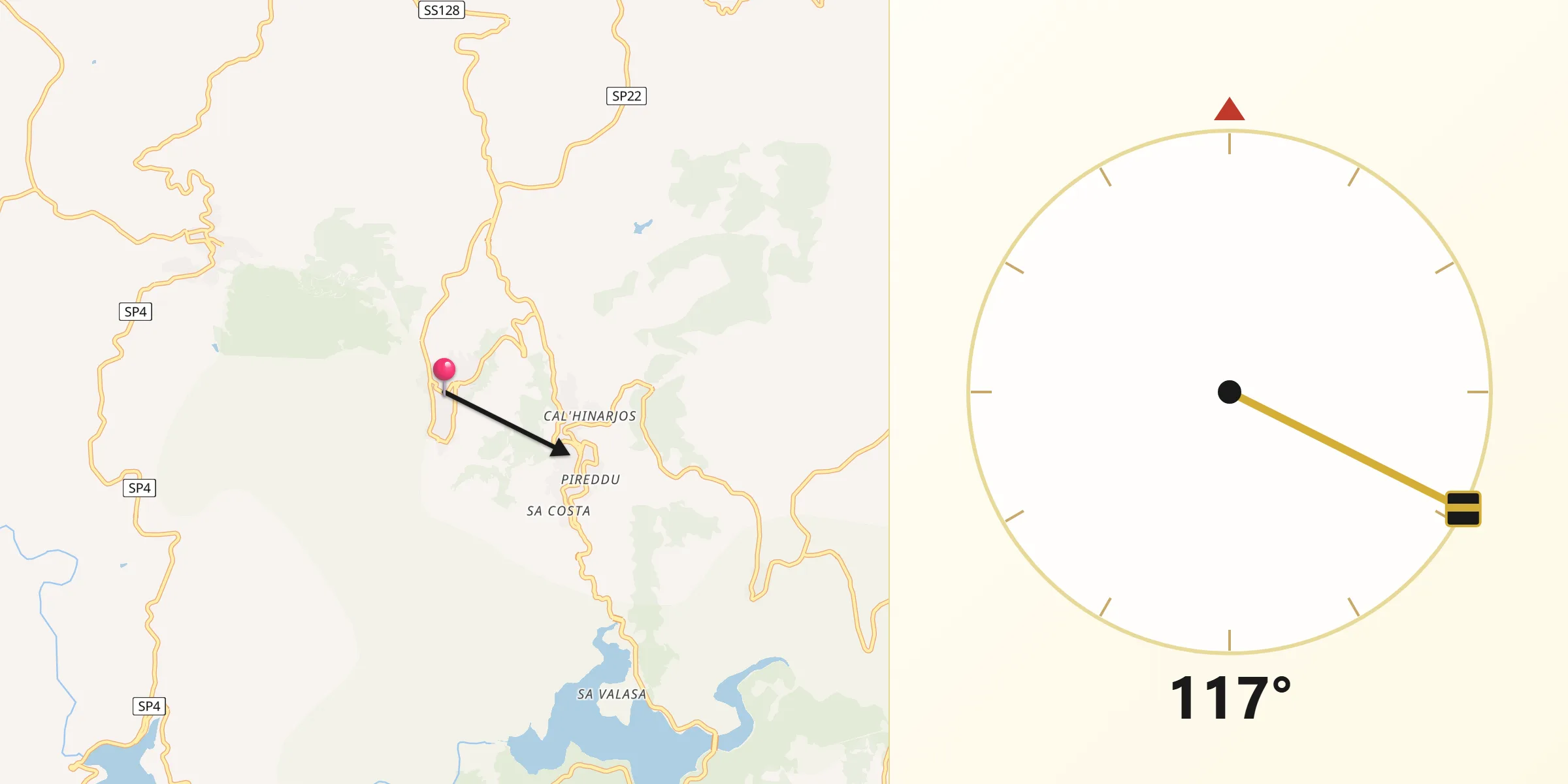 Direzione della Qibla da Ollolai