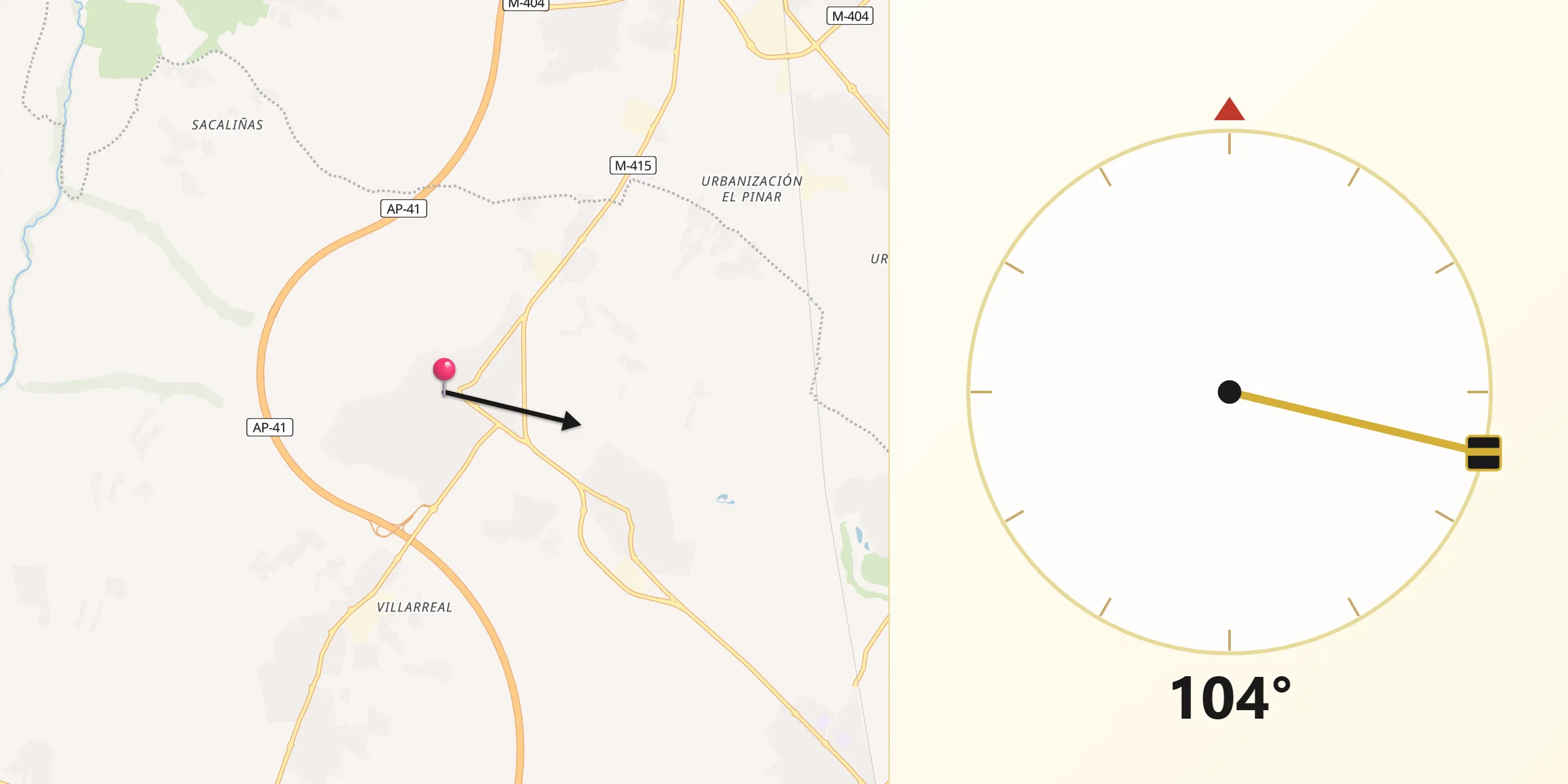 Dirección de la Qibla desde Carranque
