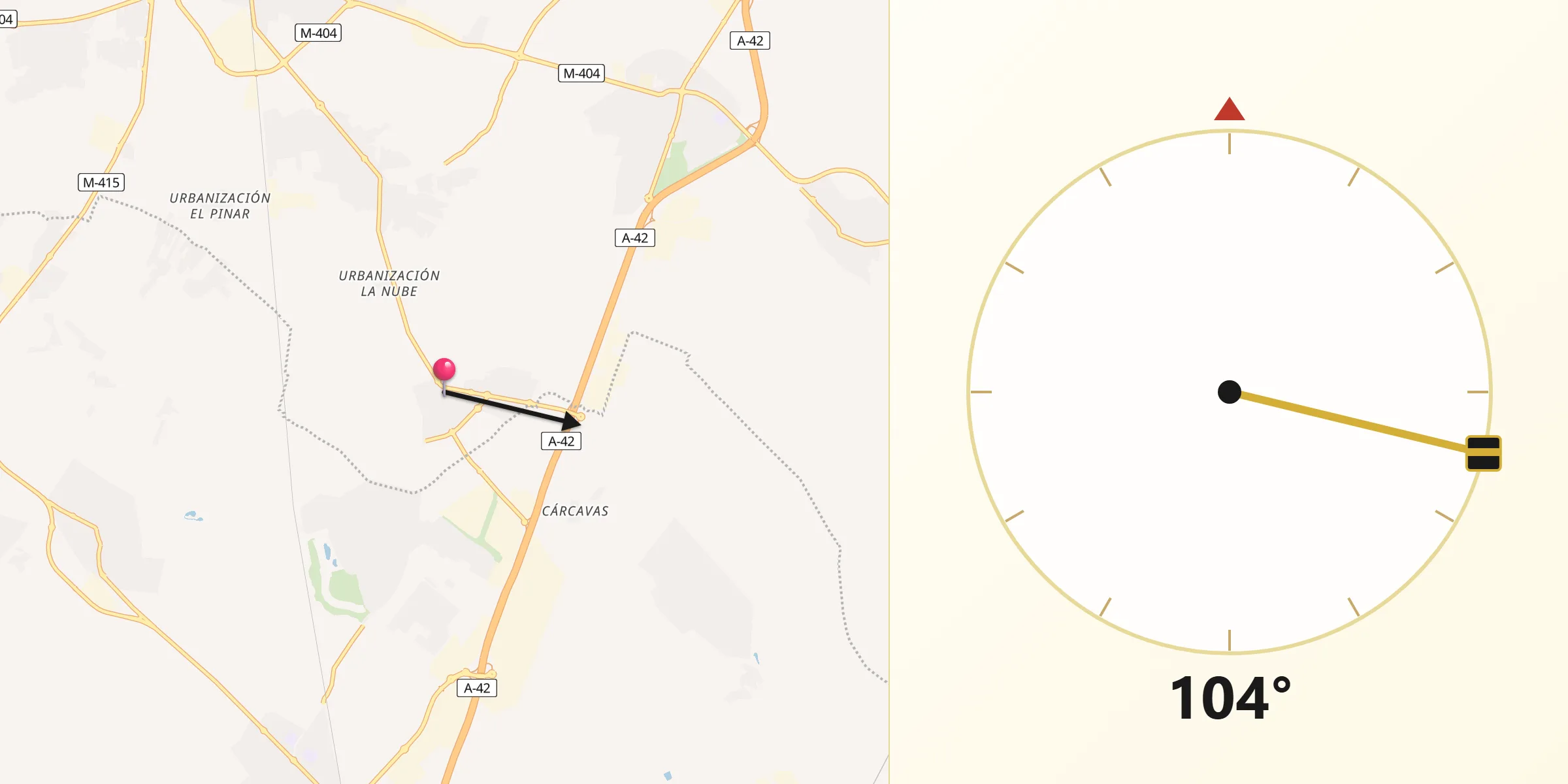 Dirección de la Qibla desde Casarrubuelos