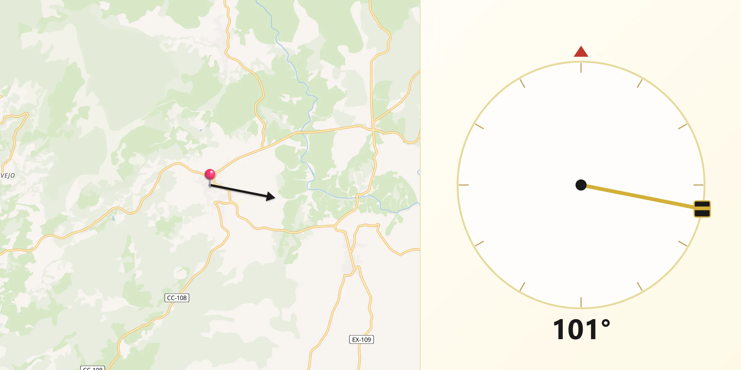 Dirección de la Qibla desde Hoyos