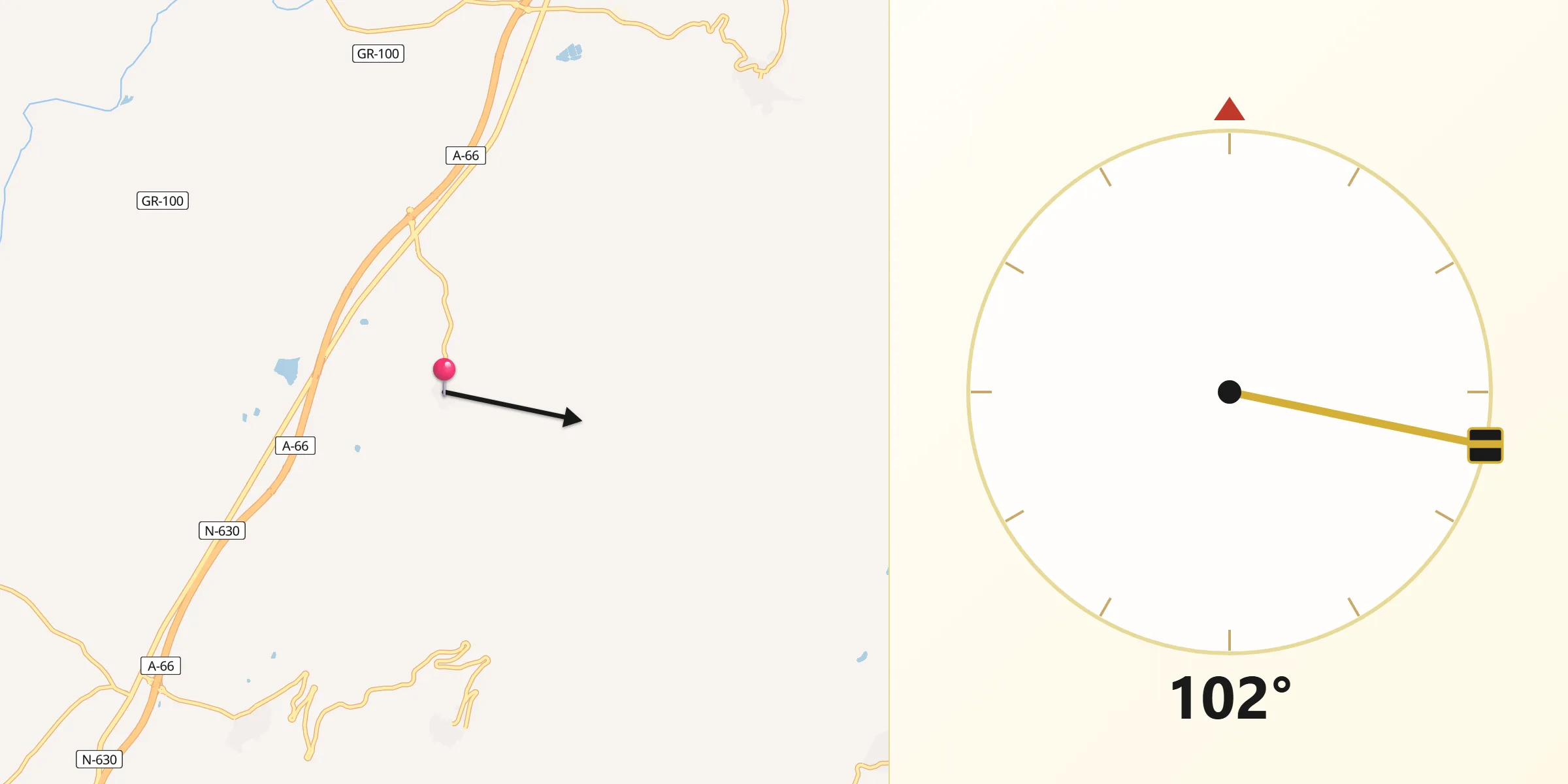 Dirección de la Qibla desde Jarilla