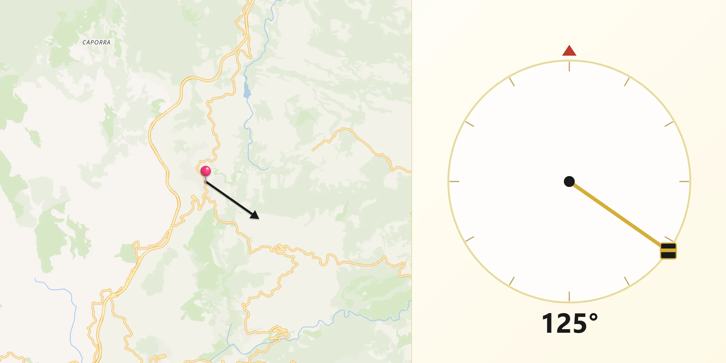 Direzione della Qibla da Caselle in Pittari