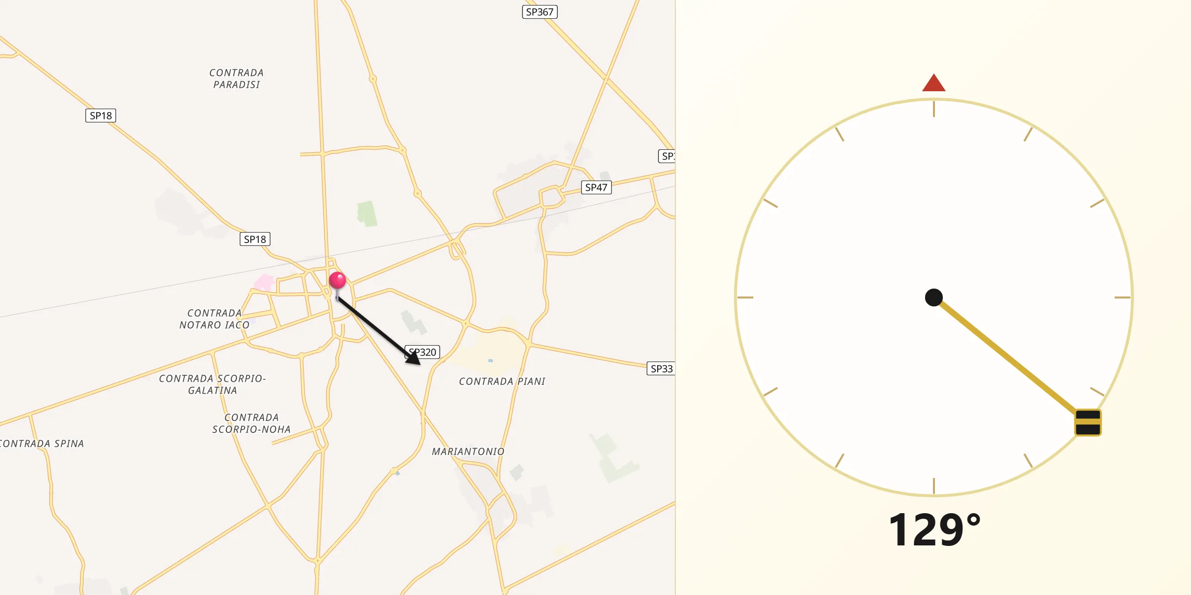 Direzione della Qibla da Galatina