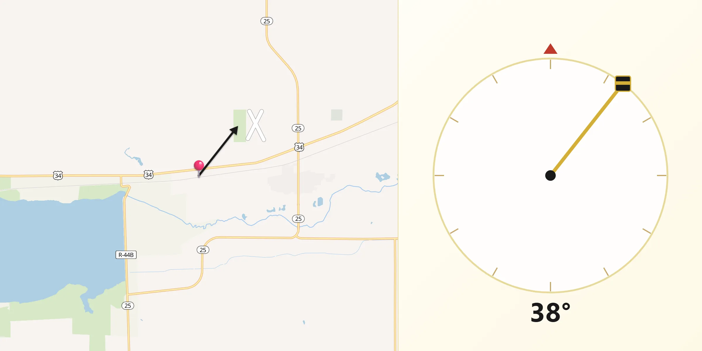 Qibla Direction from Hitchcock