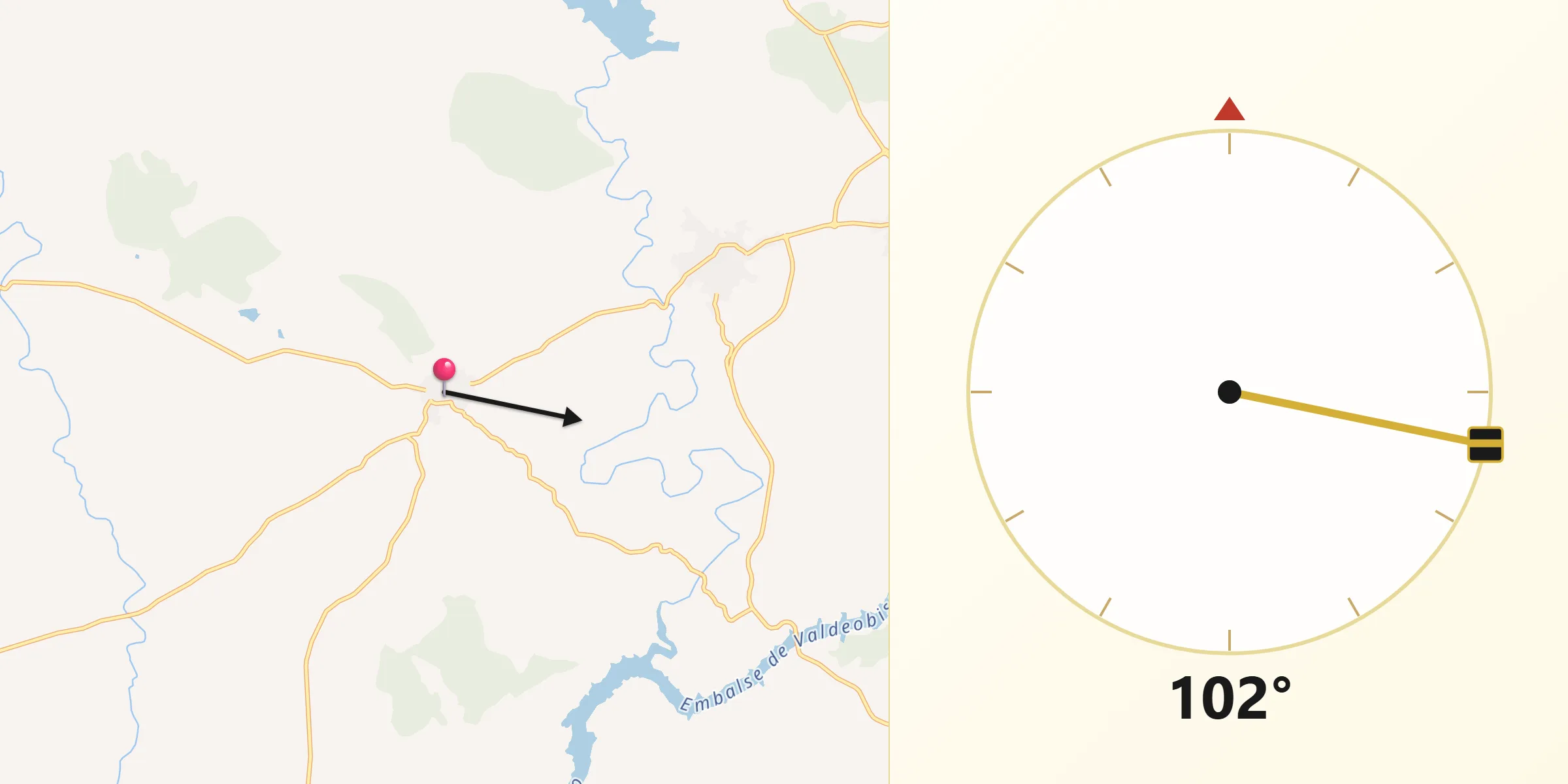 Dirección de la Qibla desde Santibáñez el Bajo