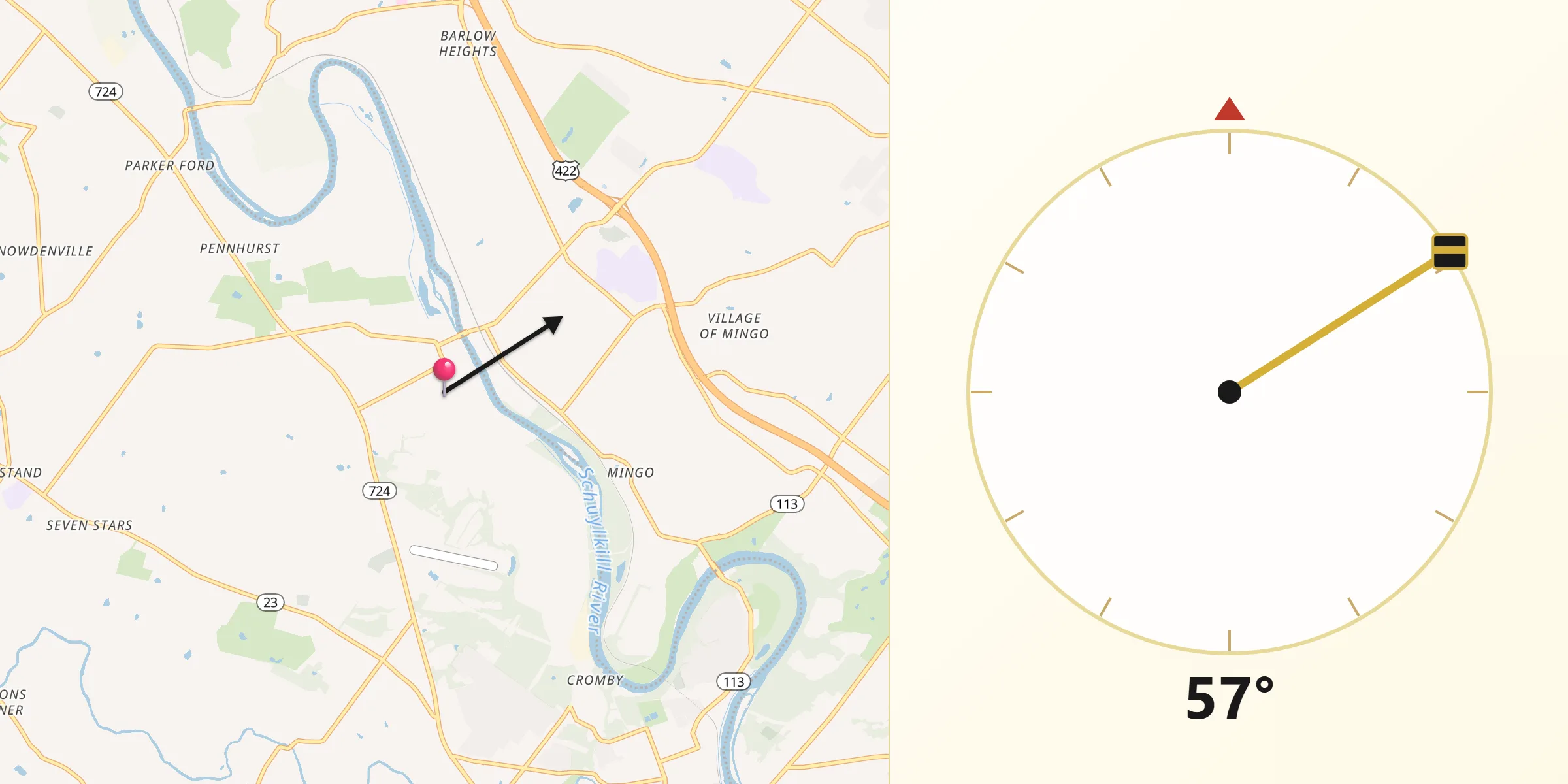 Qibla Direction from Spring City