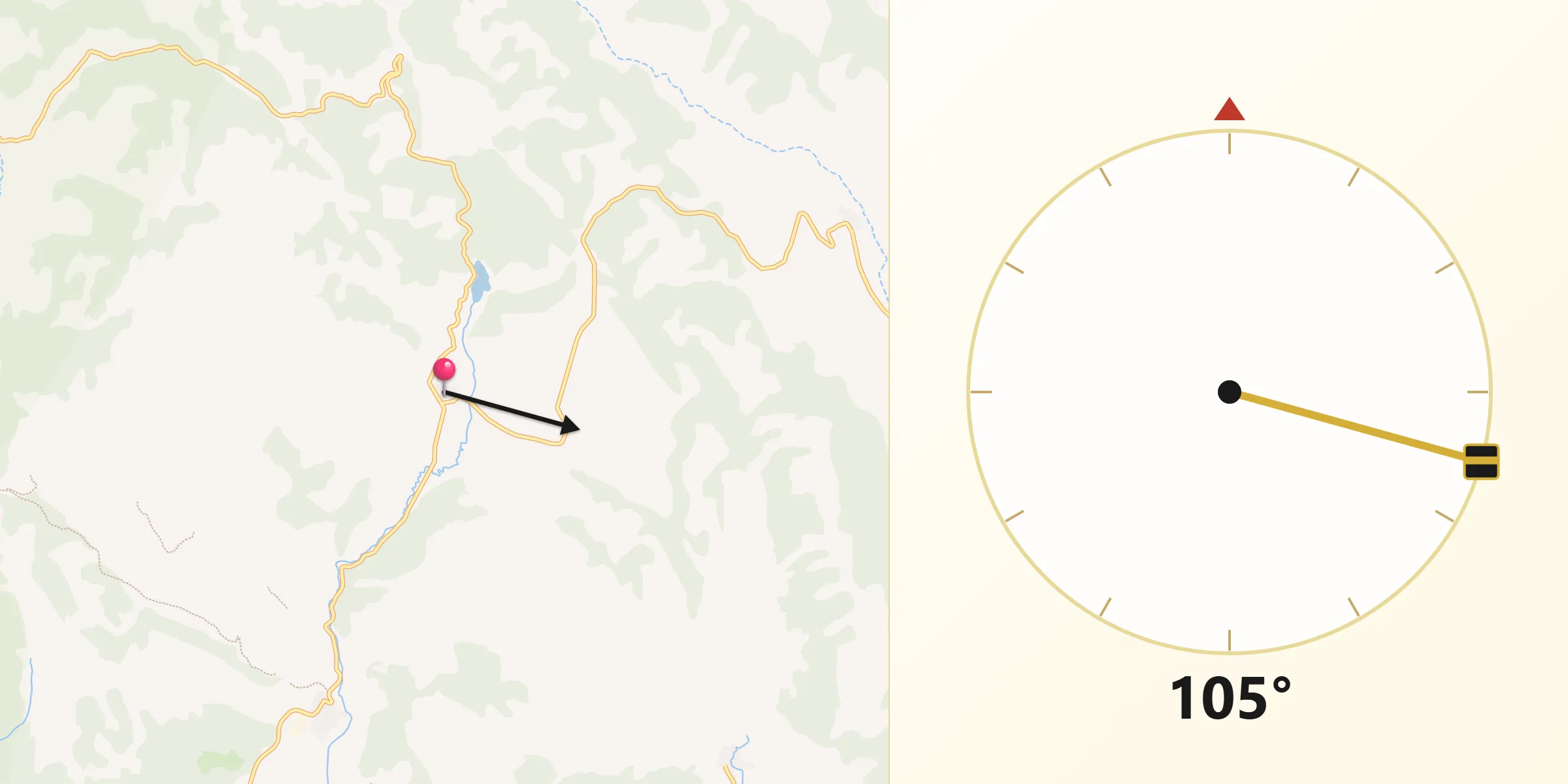 Dirección de la Qibla desde Laguna del Marquesado