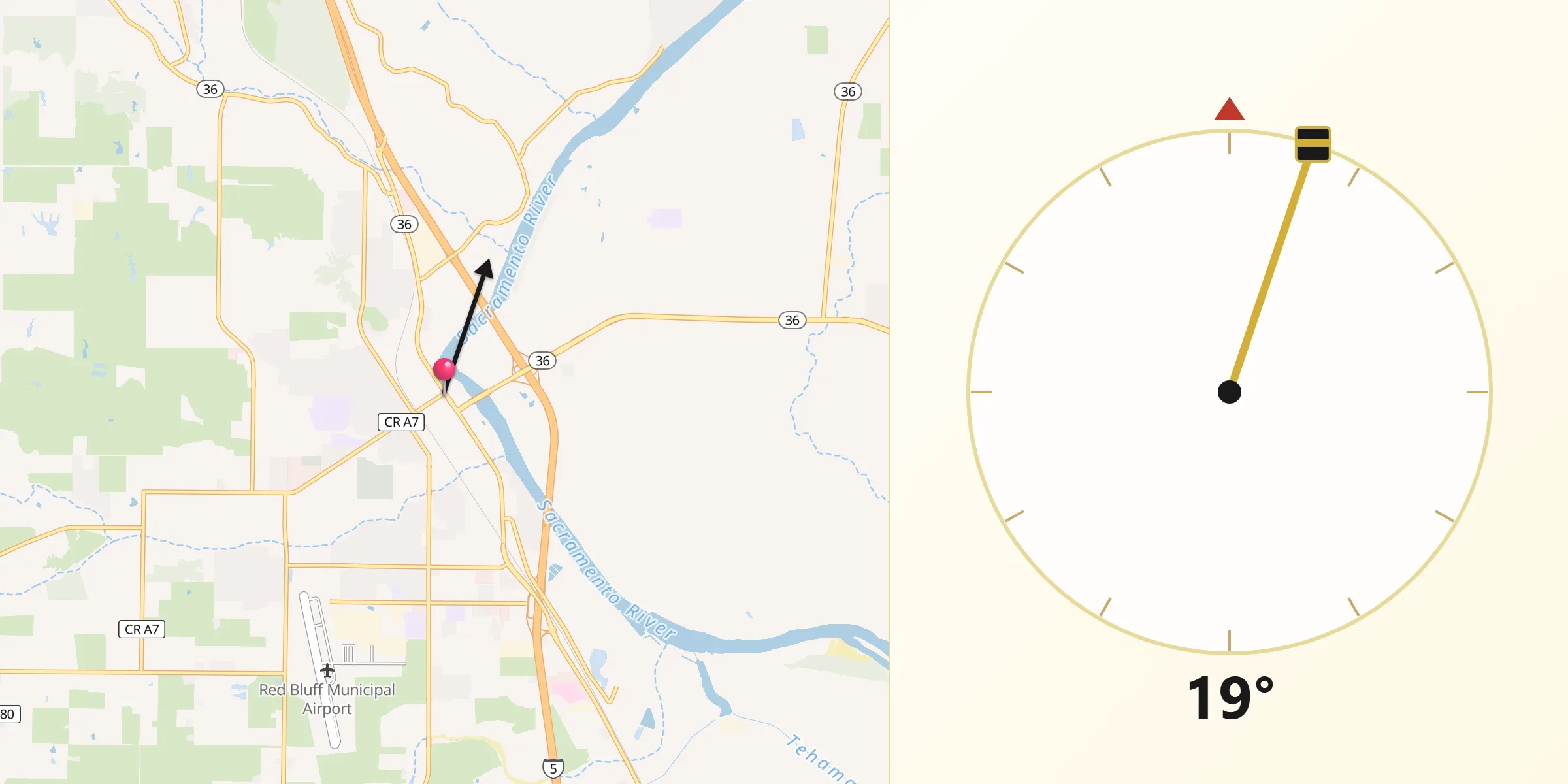Qibla Direction from Red Bluff