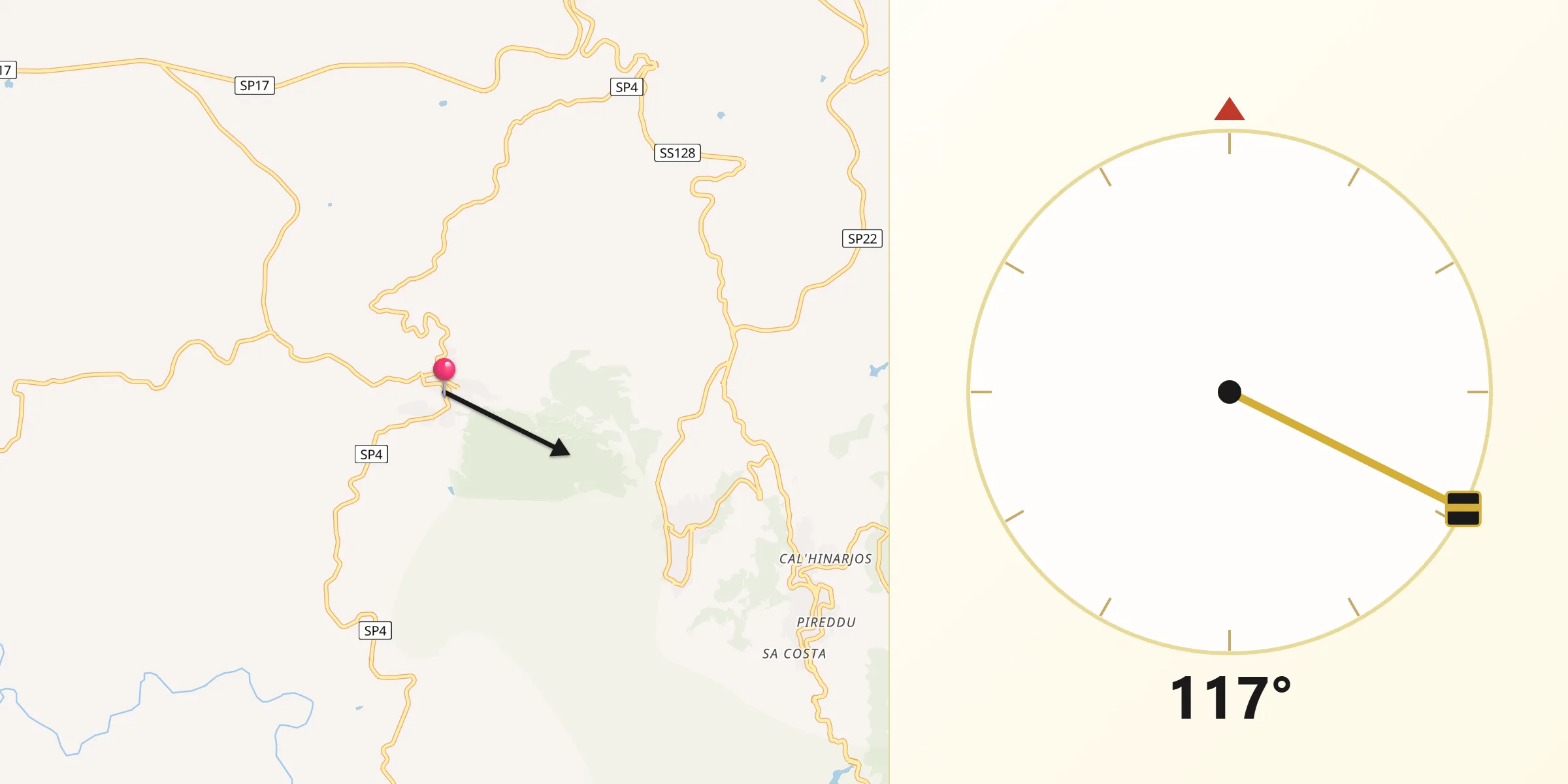 Direzione della Qibla da Olzai