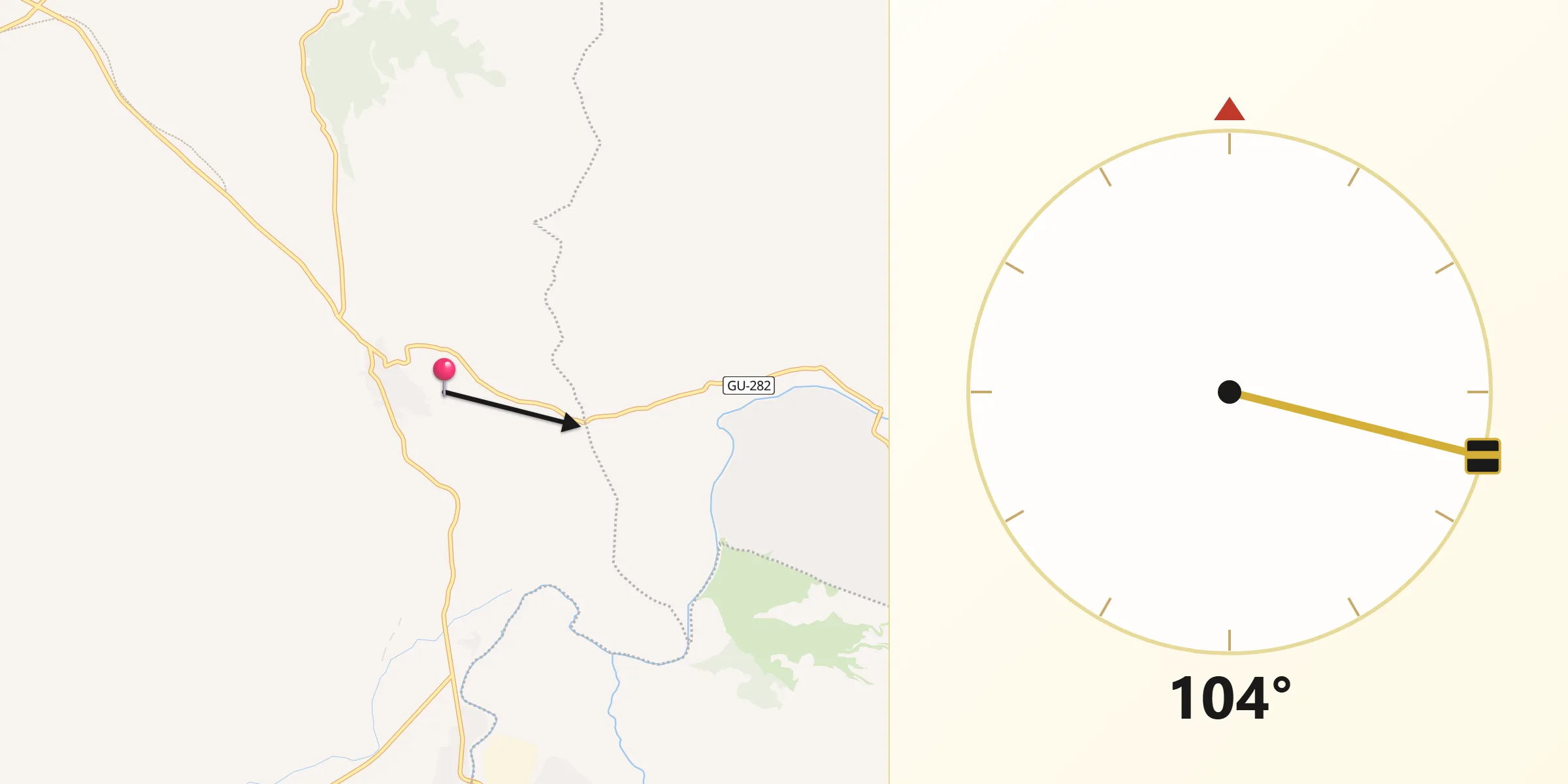 Dirección de la Qibla desde Estremera