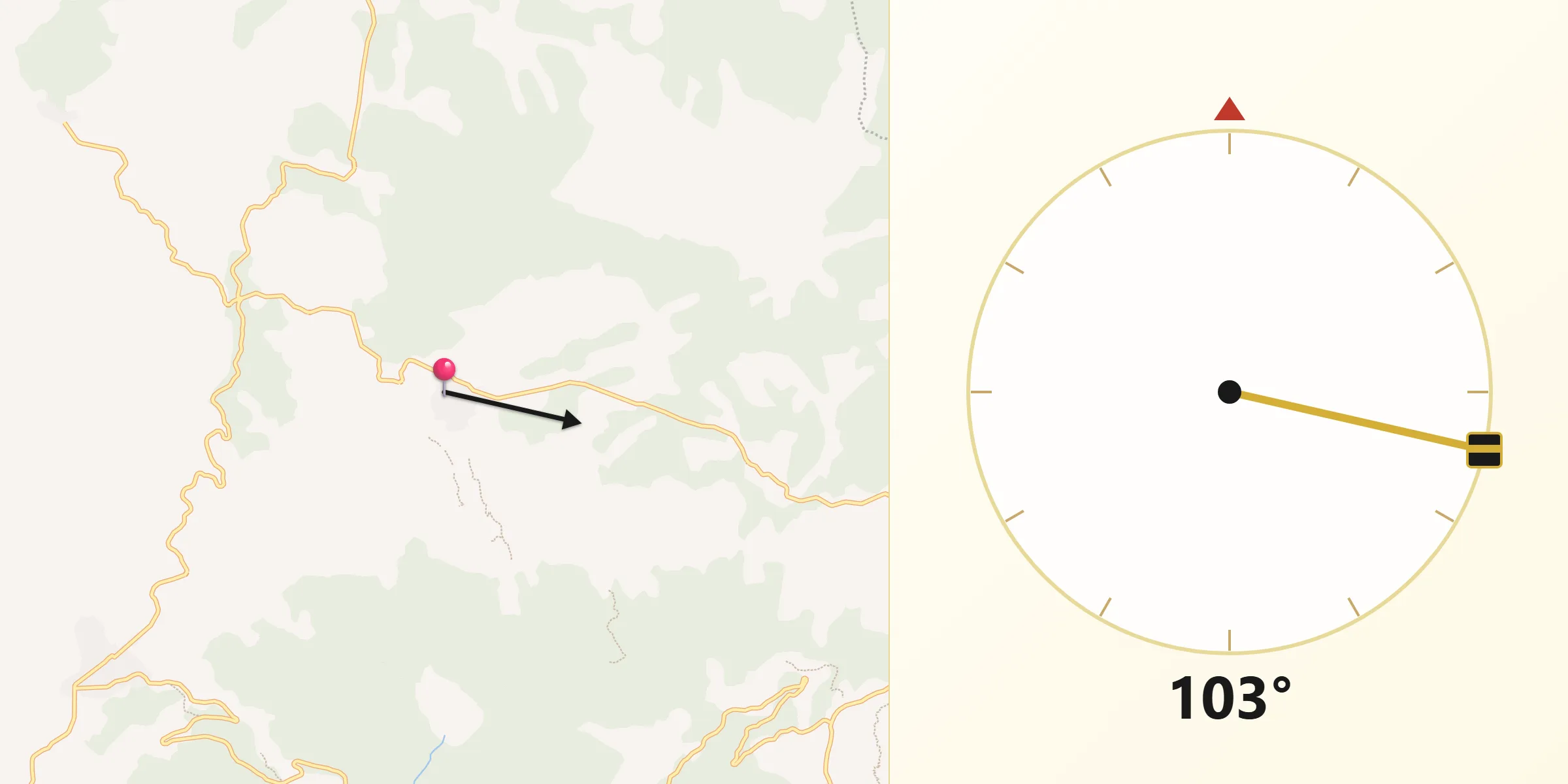 Dirección de la Qibla desde Almendral de la Cañada