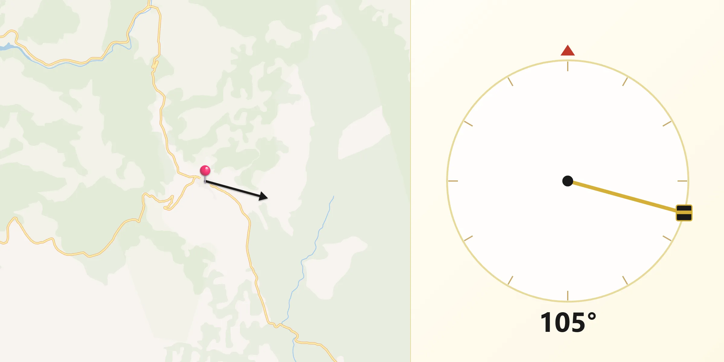 Dirección de la Qibla desde Beamud