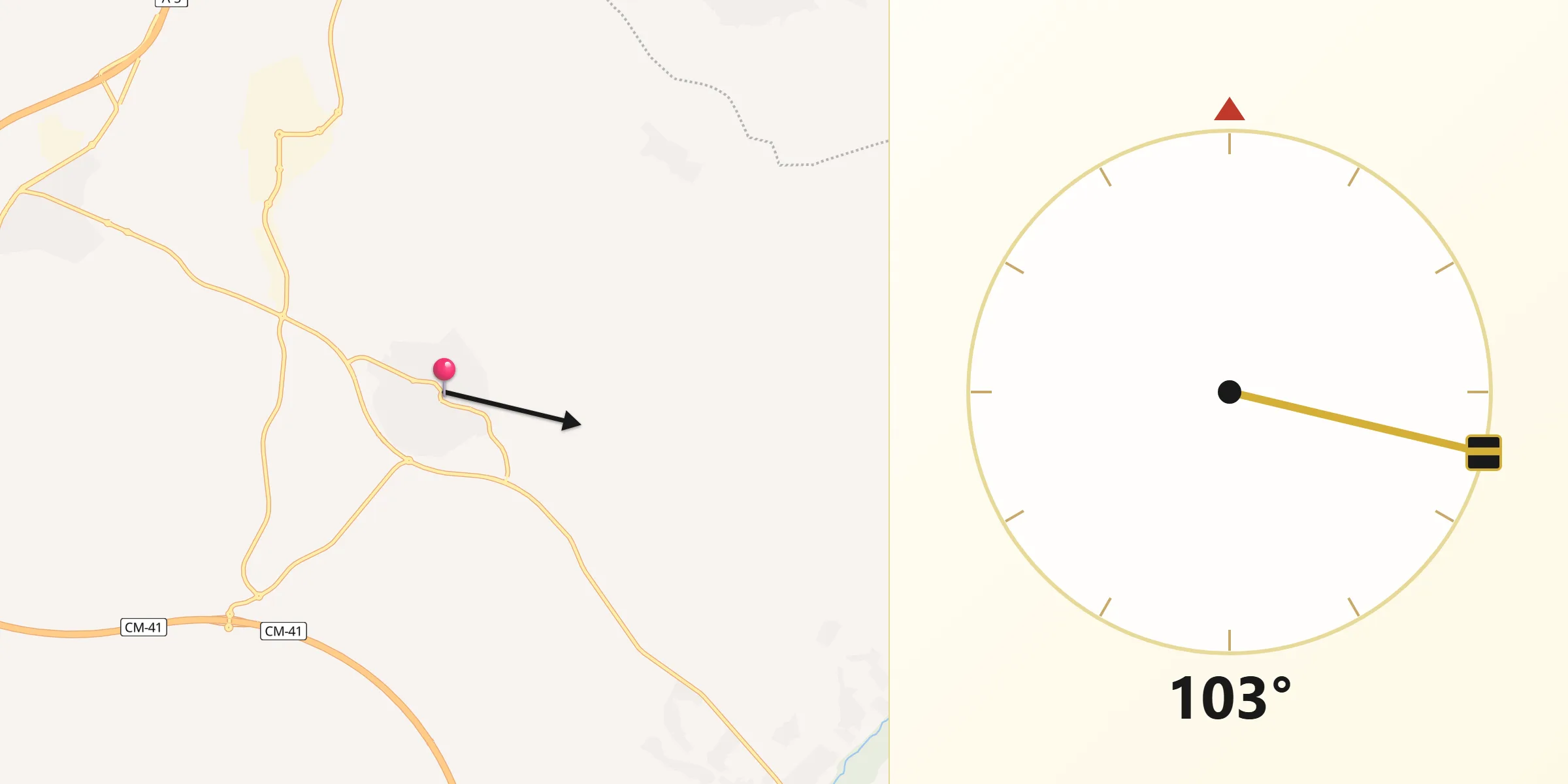 Dirección de la Qibla desde Casarrubios del Monte