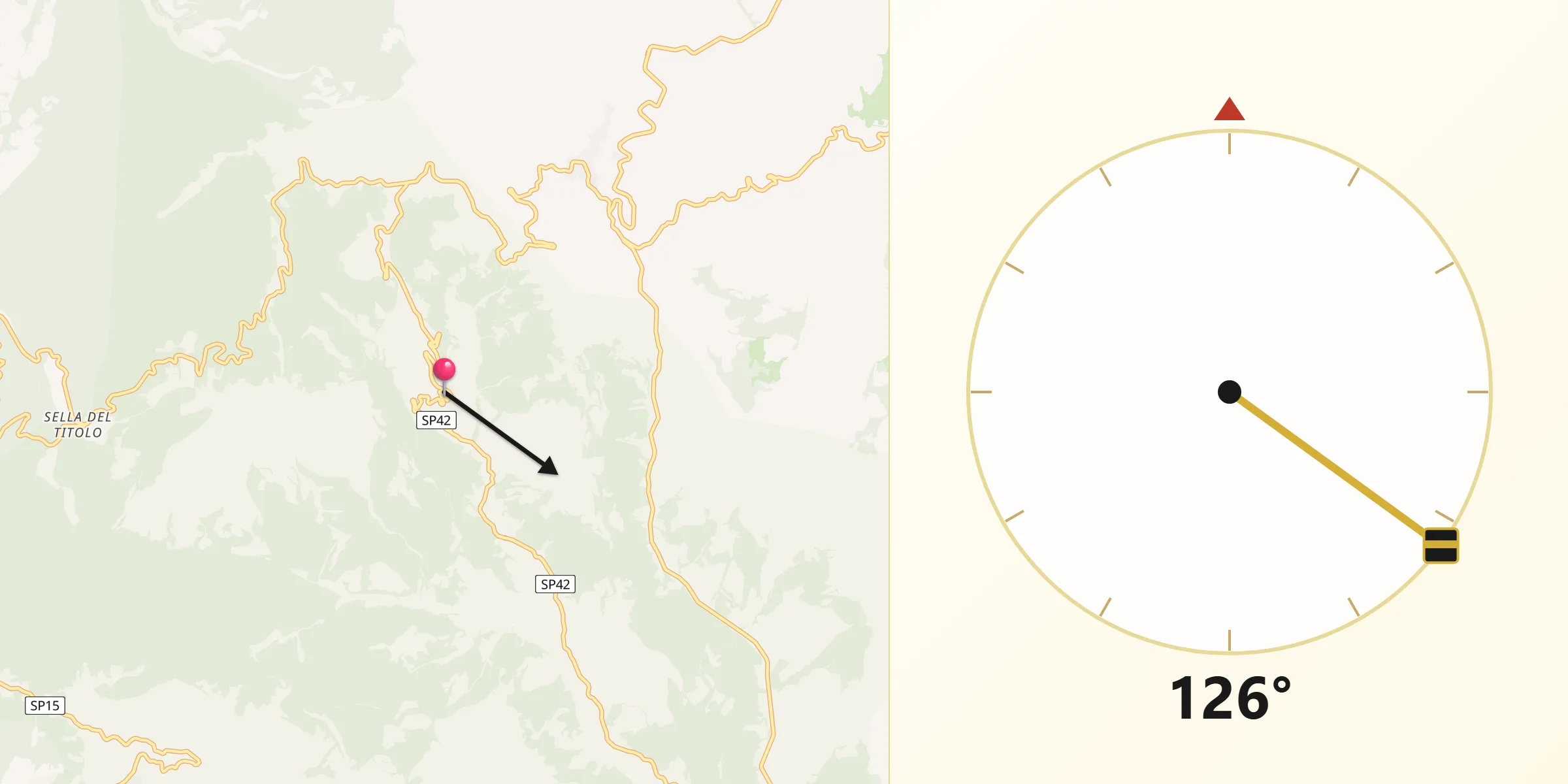 Direzione della Qibla da Castronuovo di Sant'Andrea