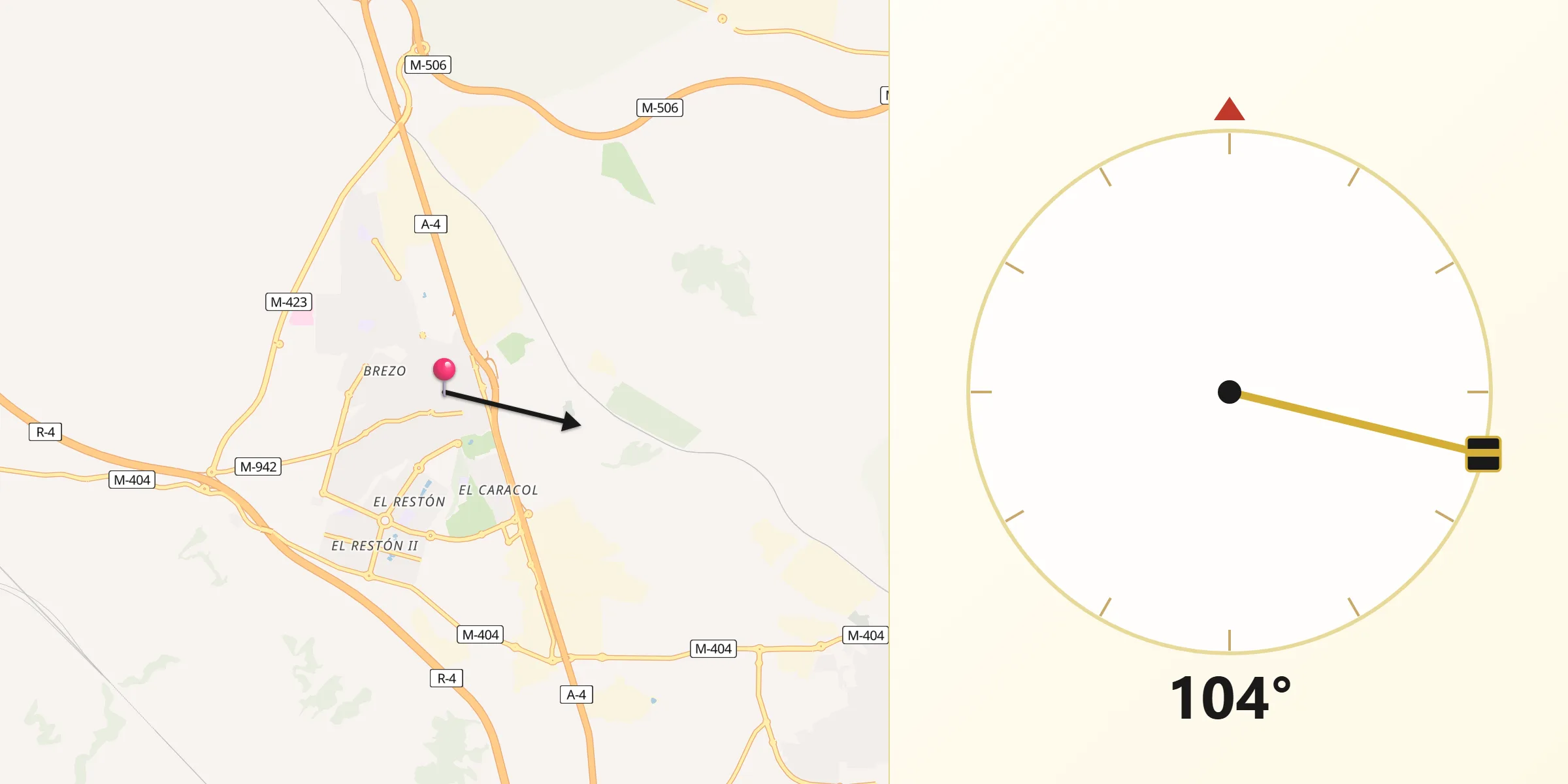 Dirección de la Qibla desde Valdemoro