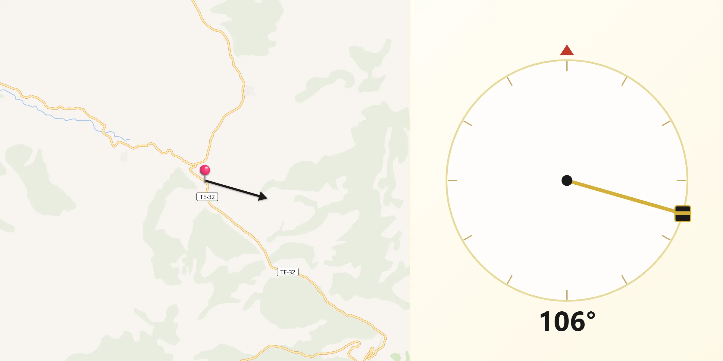 Dirección de la Qibla desde Valacloche