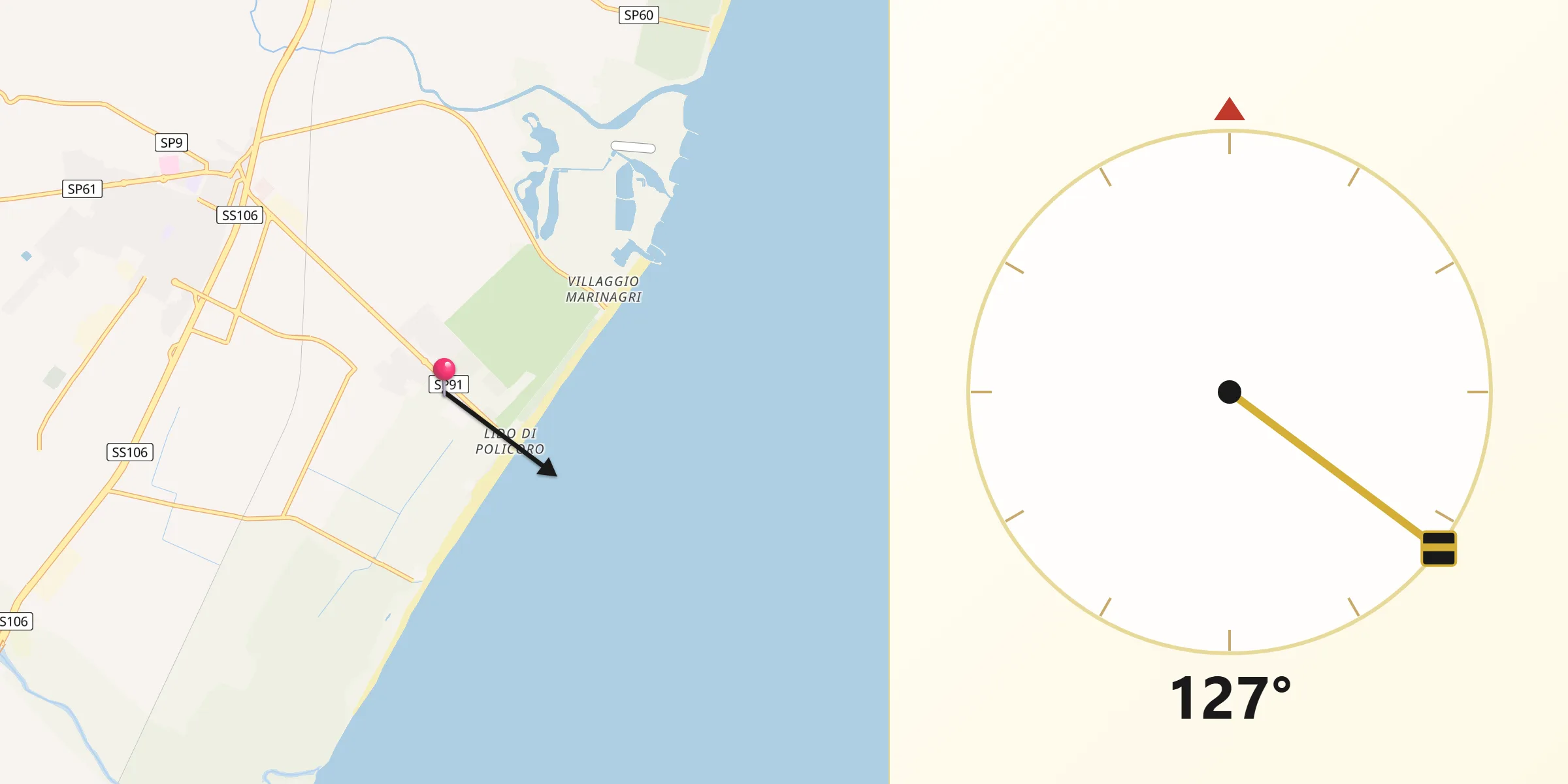Direzione della Qibla da Lido di Venezia