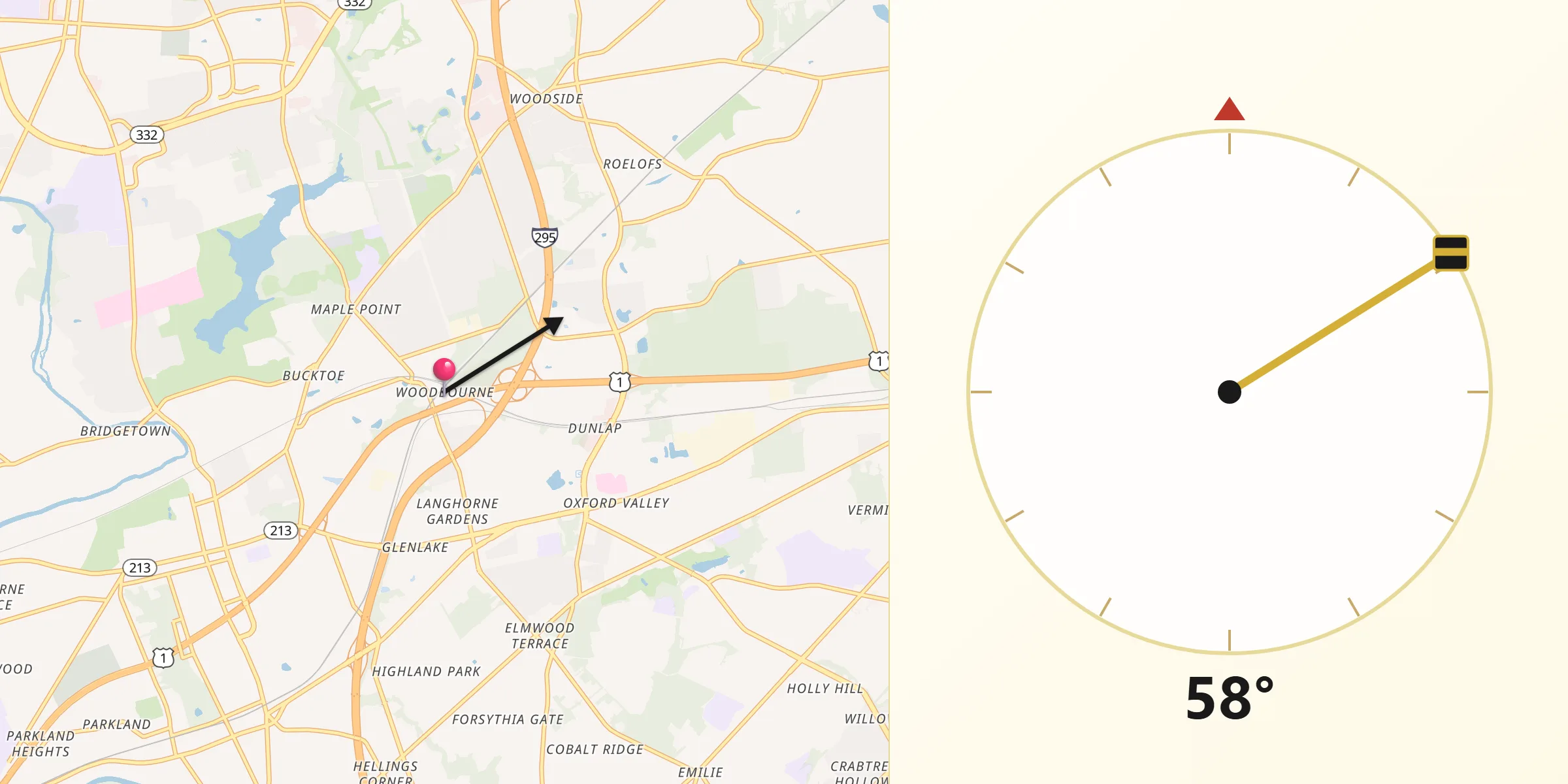 Qibla Direction from Woodbourne