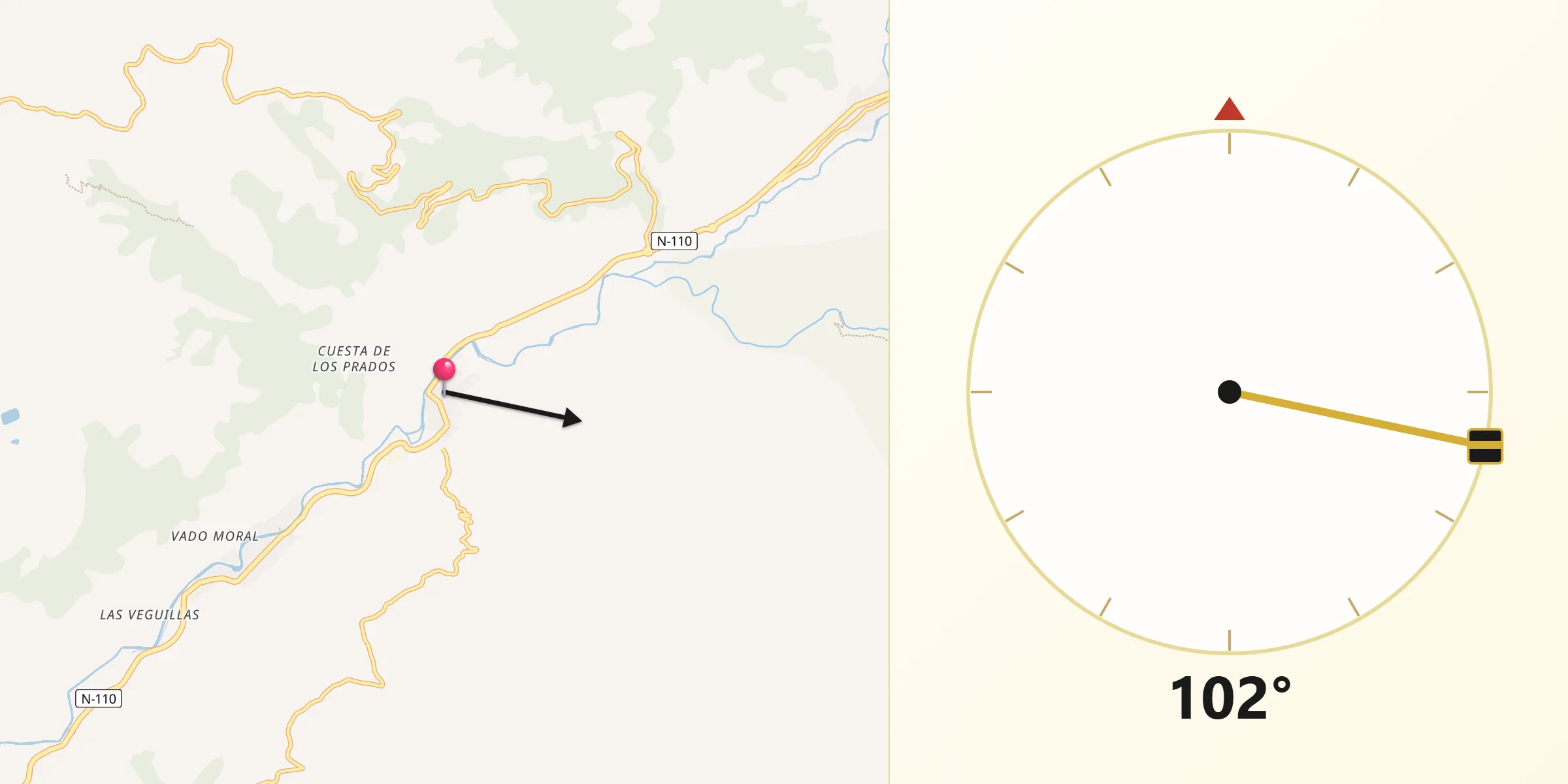 Dirección de la Qibla desde Cabezuela del Valle