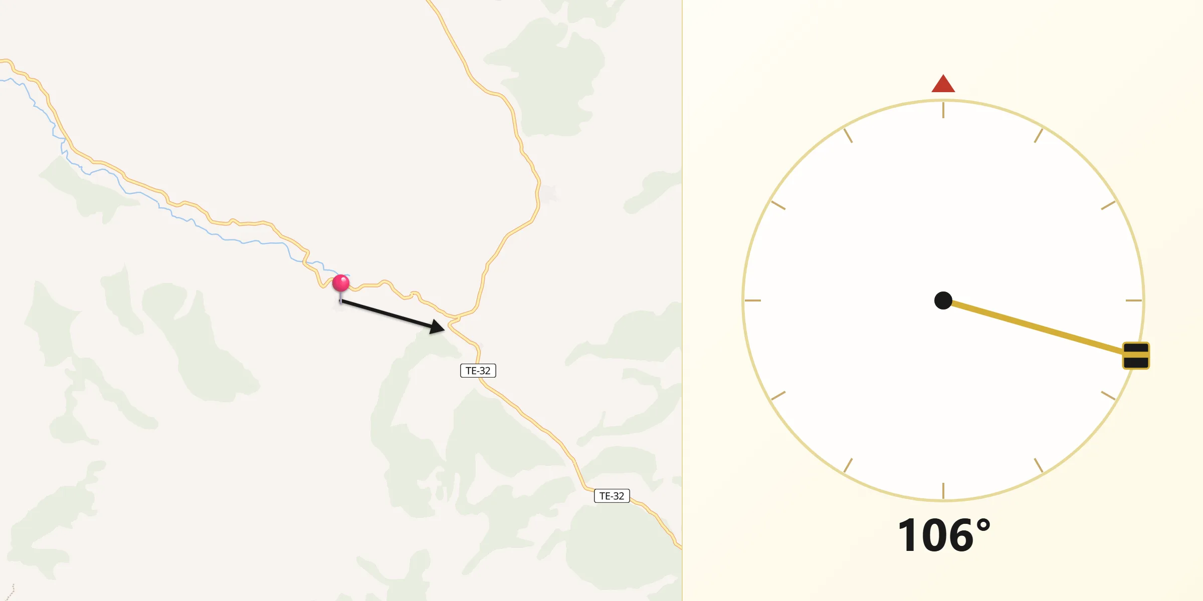 Dirección de la Qibla desde Cascante del Río