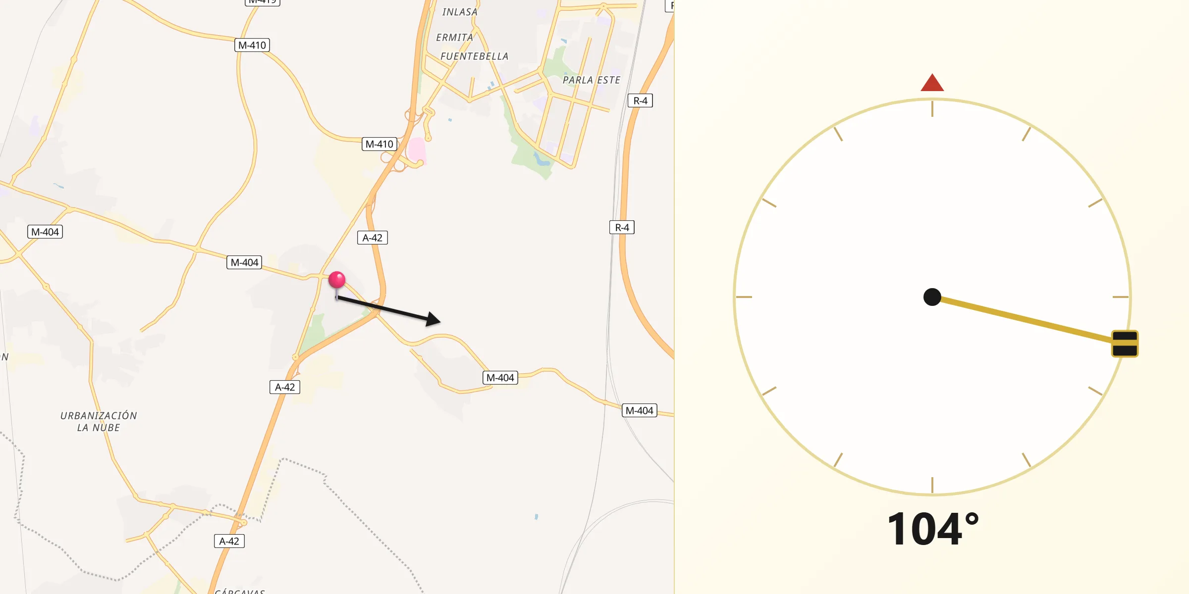 Dirección de la Qibla desde Torrejón de la Calzada