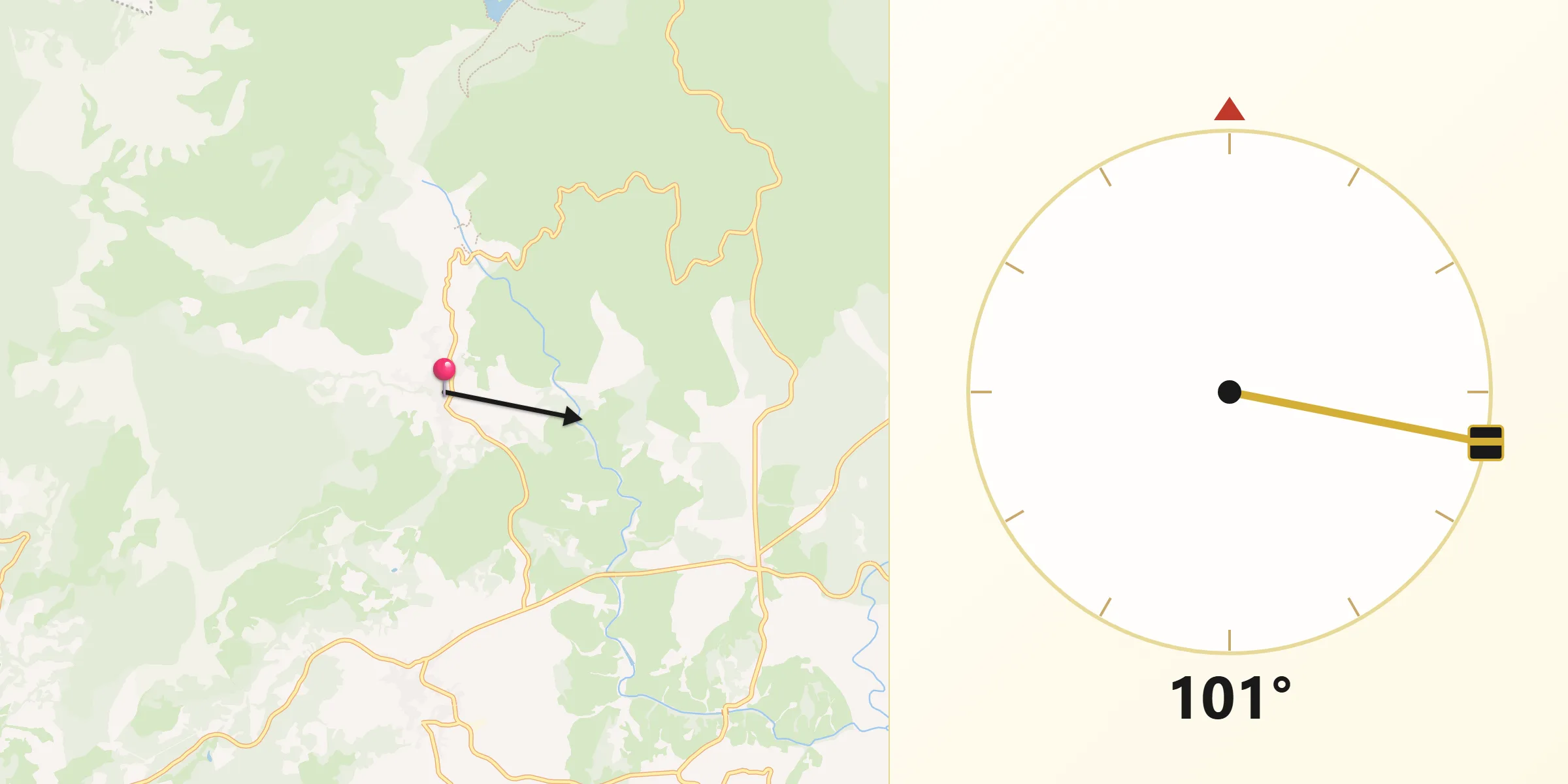 Dirección de la Qibla desde Acebo