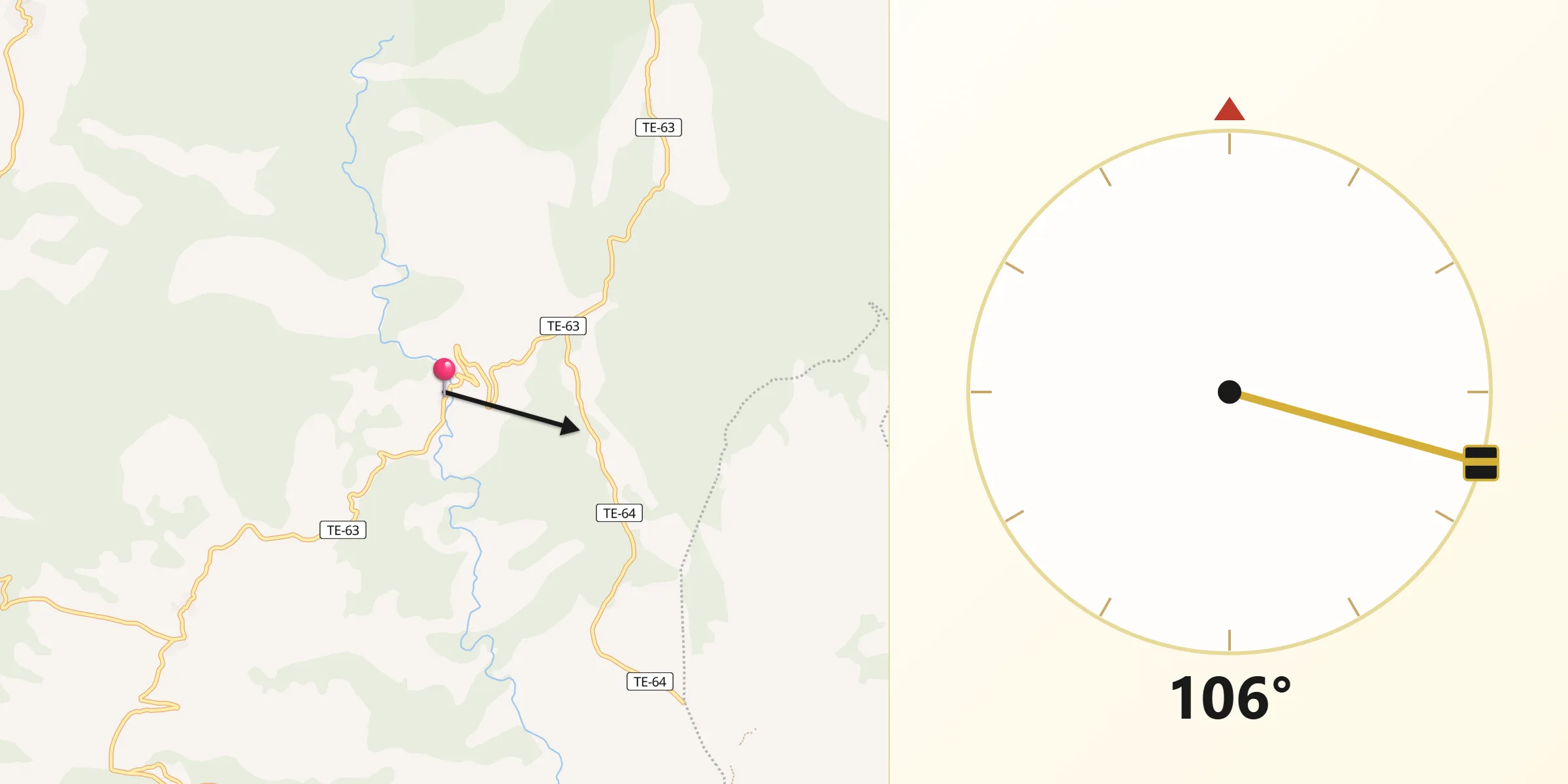 Dirección de la Qibla desde Tormón