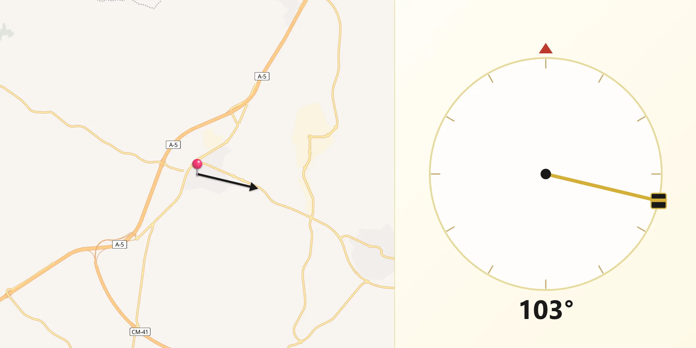 Dirección de la Qibla desde Valmojado
