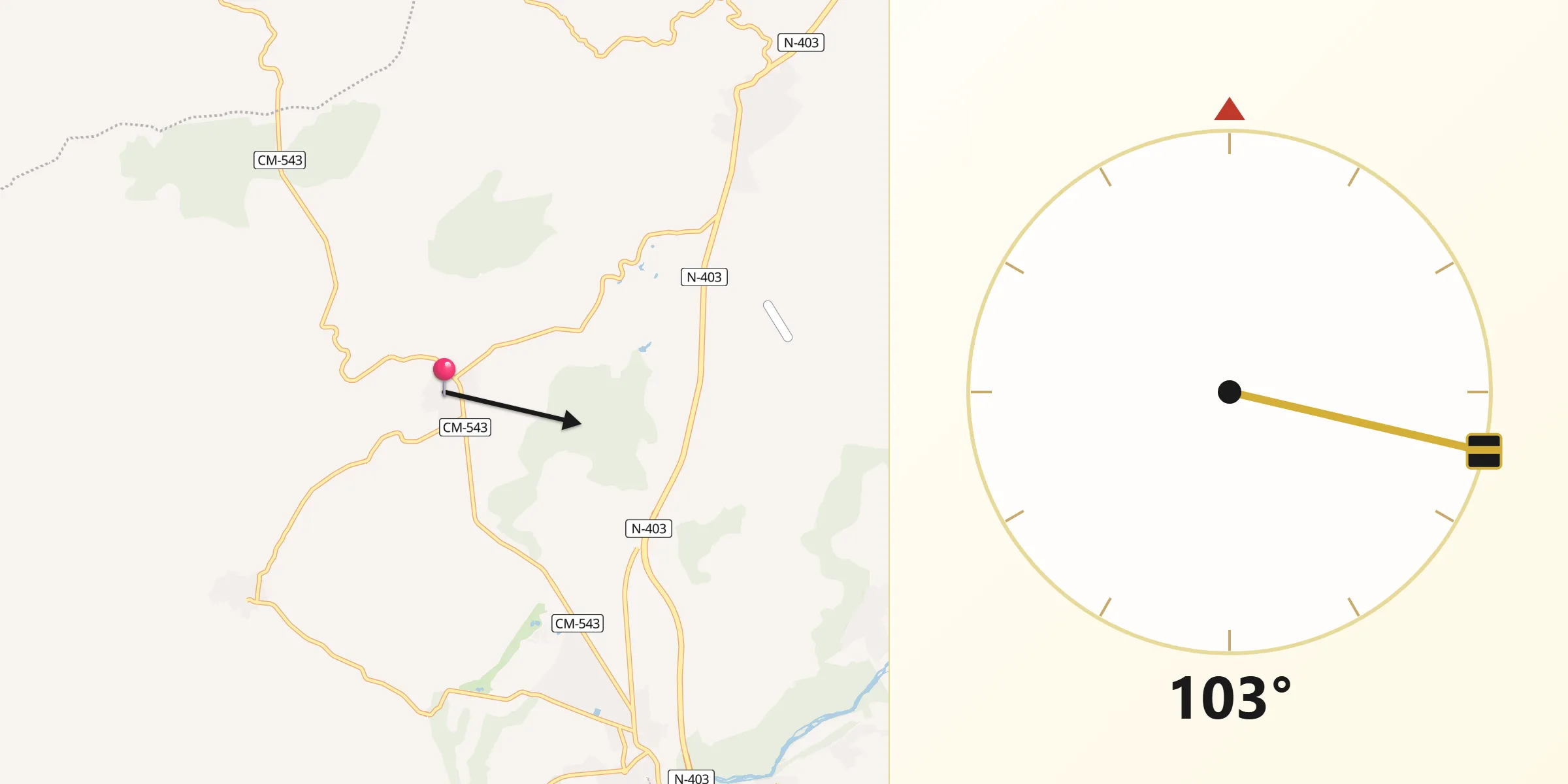 Dirección de la Qibla desde Paredes de Escalona