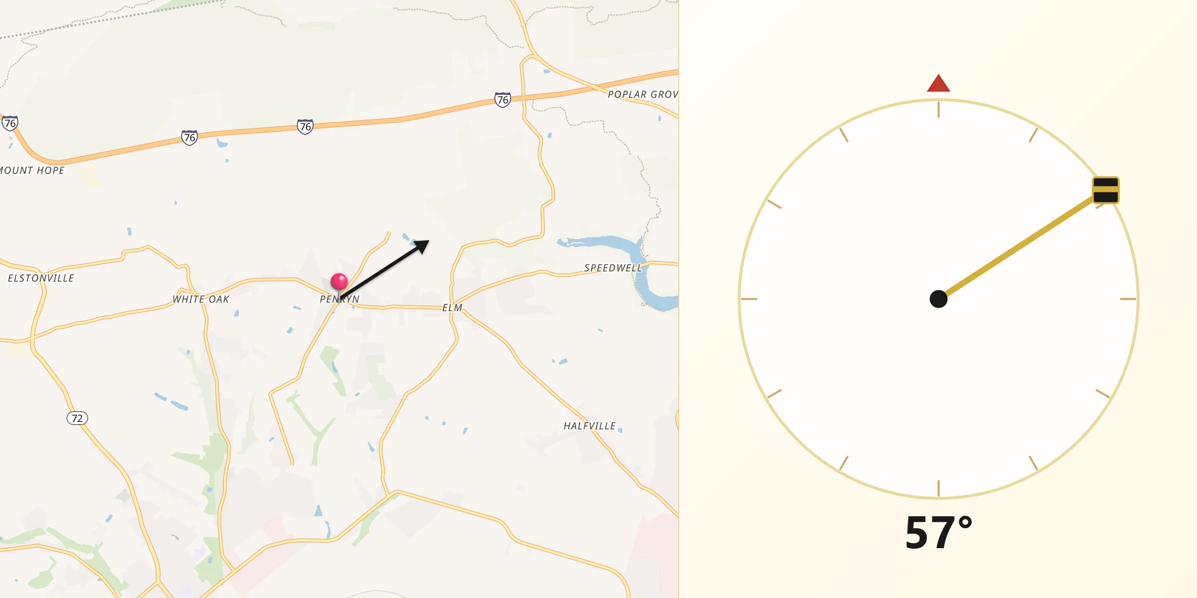 Qibla Direction from Penryn