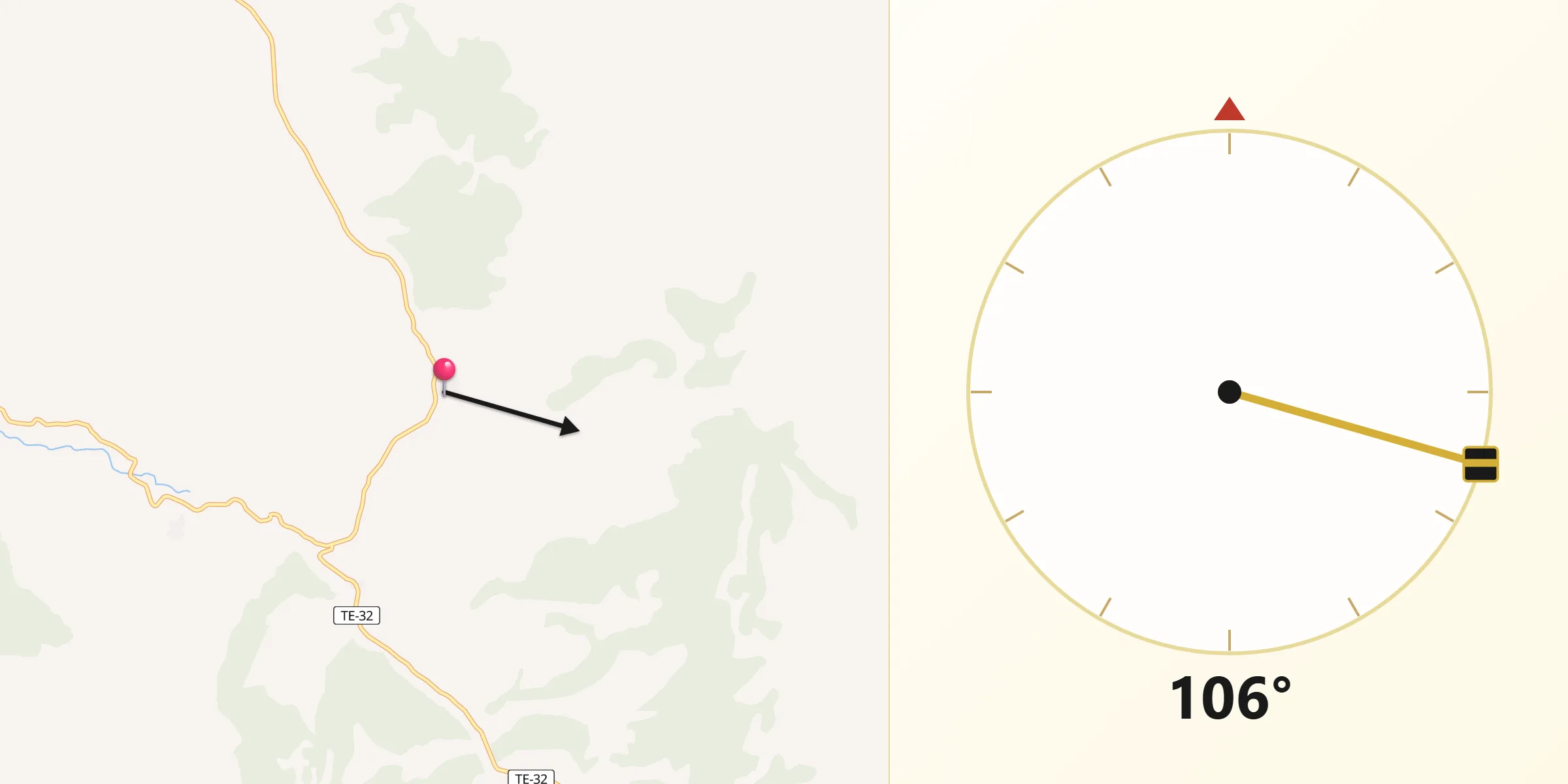 Dirección de la Qibla desde Cubla