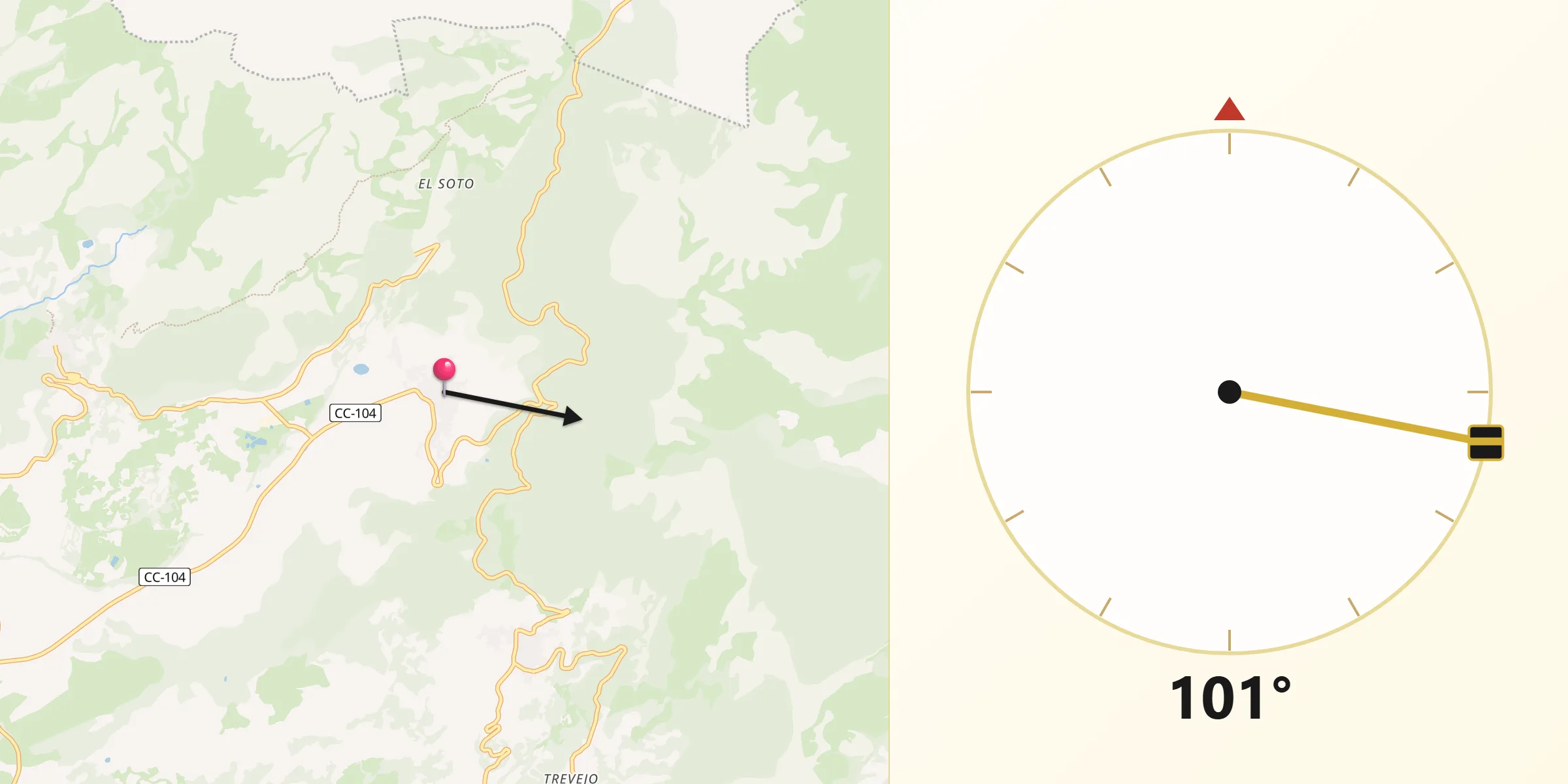 Dirección de la Qibla desde San Martín de Trevejo