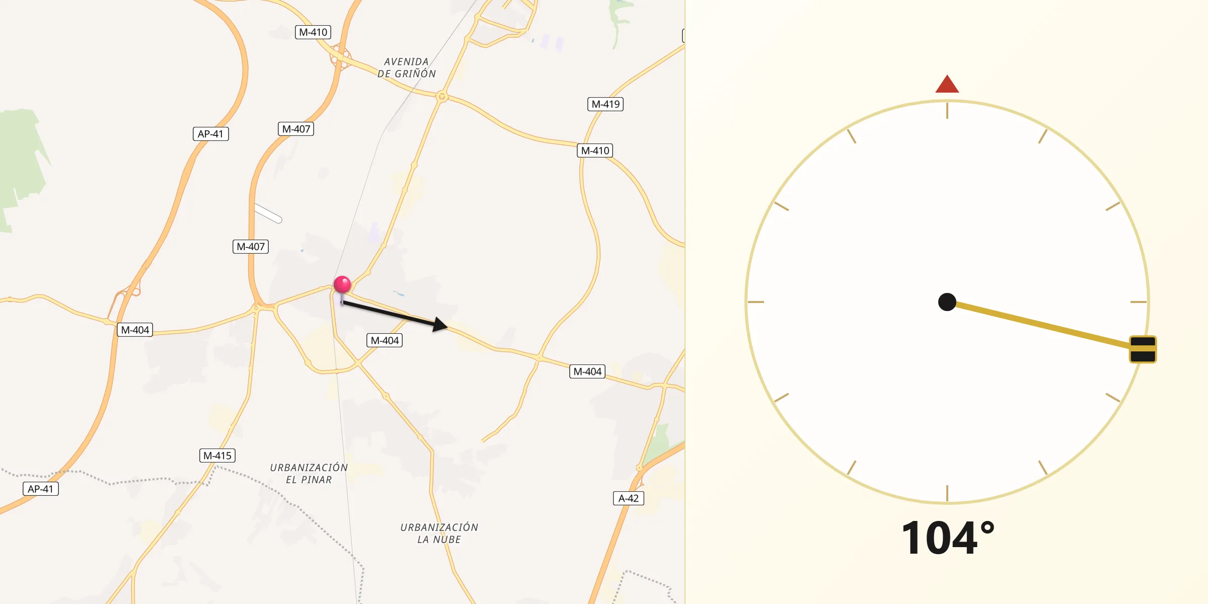 Dirección de la Qibla desde Griñón