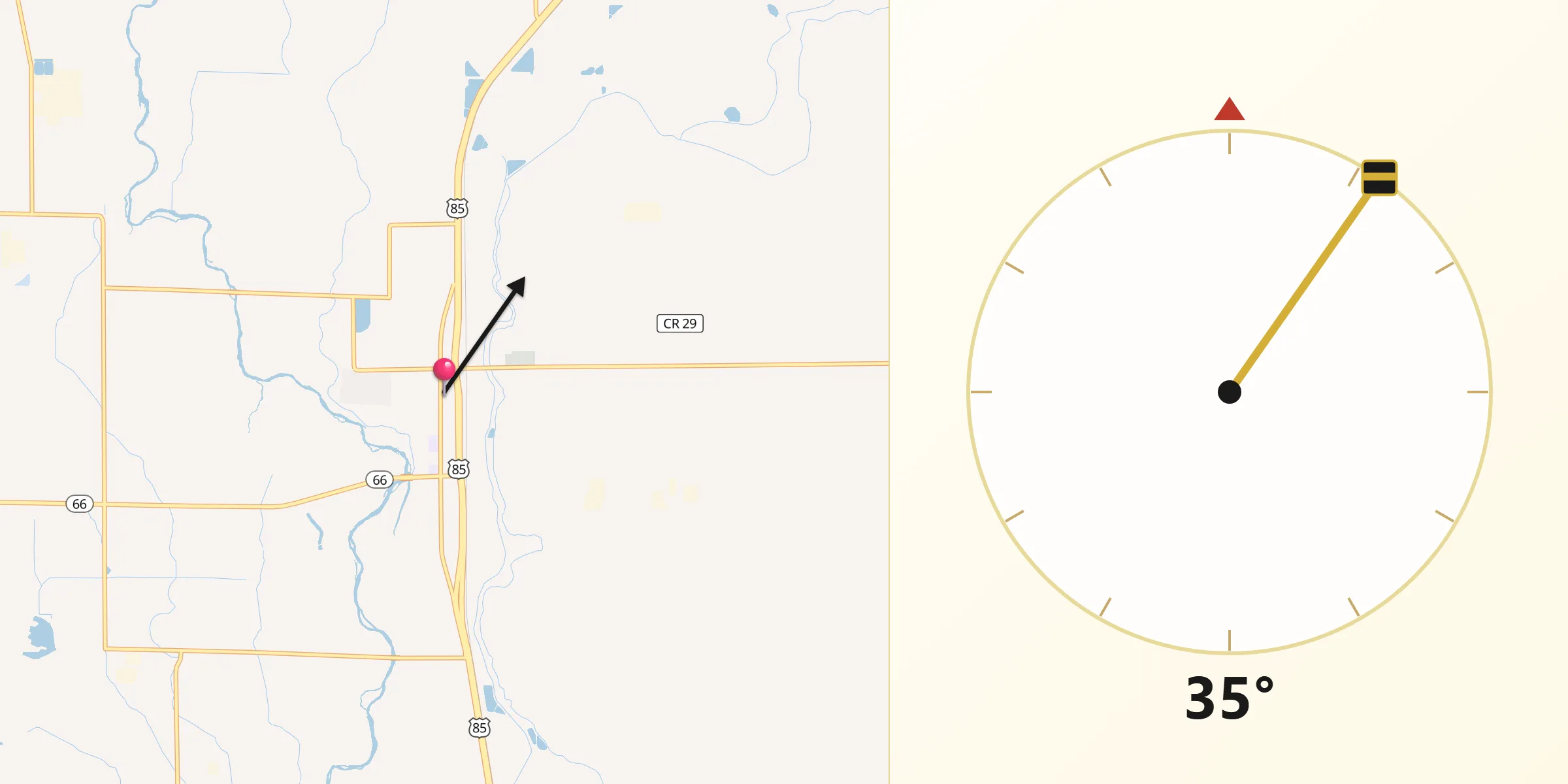Qibla Direction from Platteville