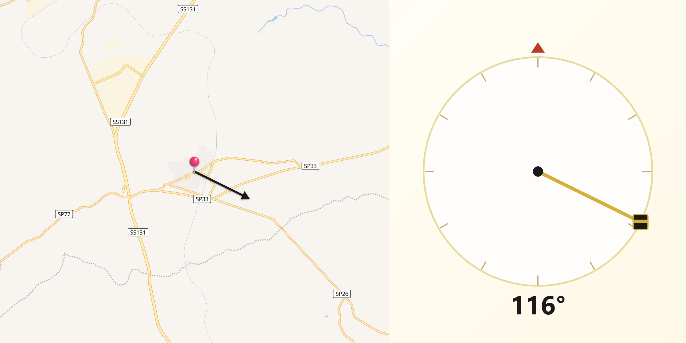 Direzione della Qibla da Borore