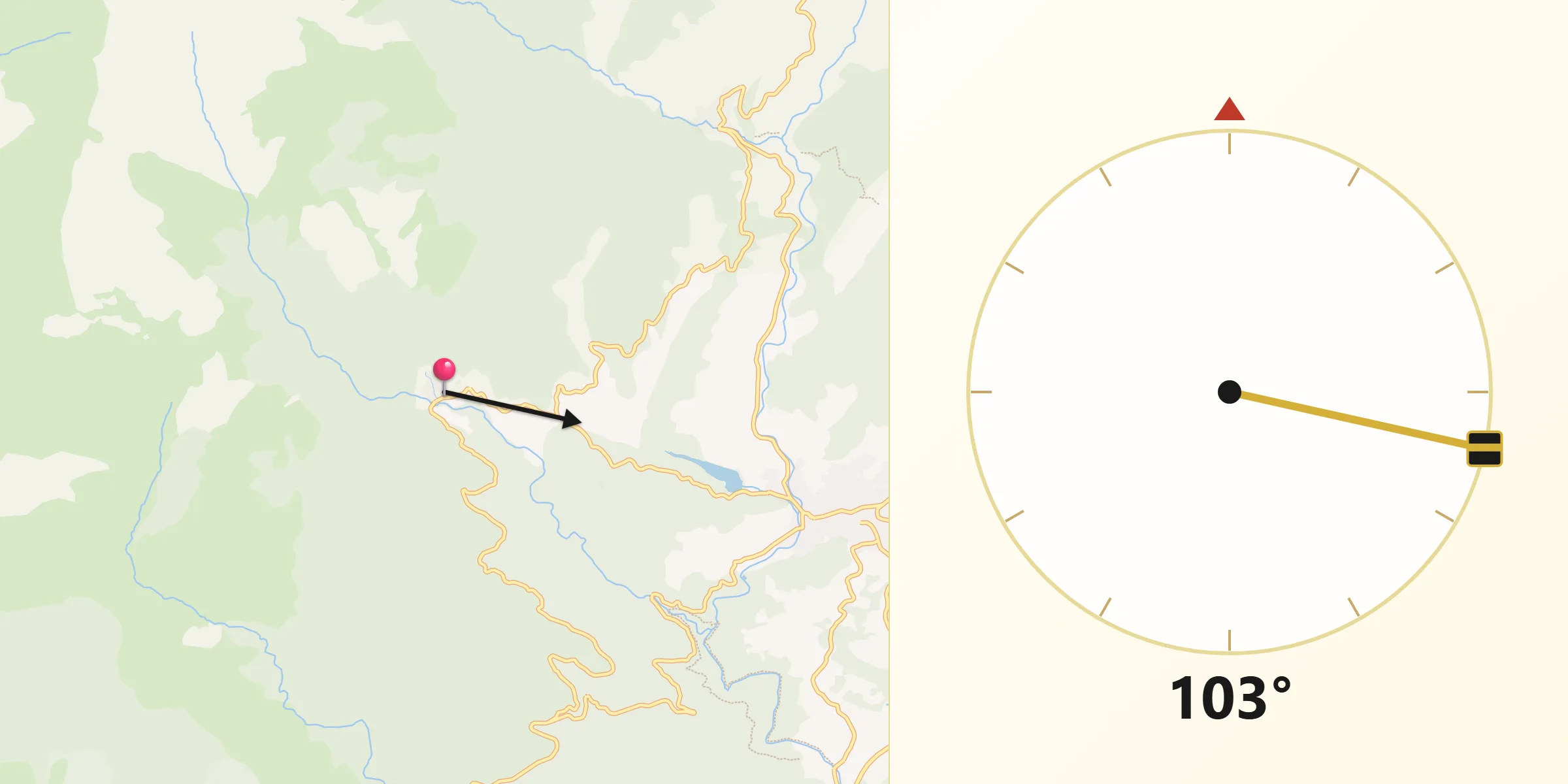 Dirección de la Qibla desde Guisando