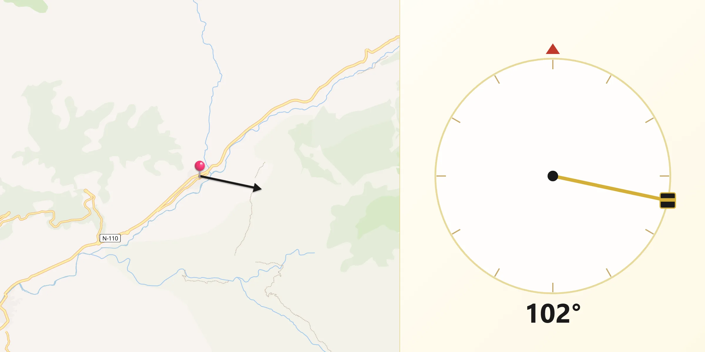 Dirección de la Qibla desde Jerte