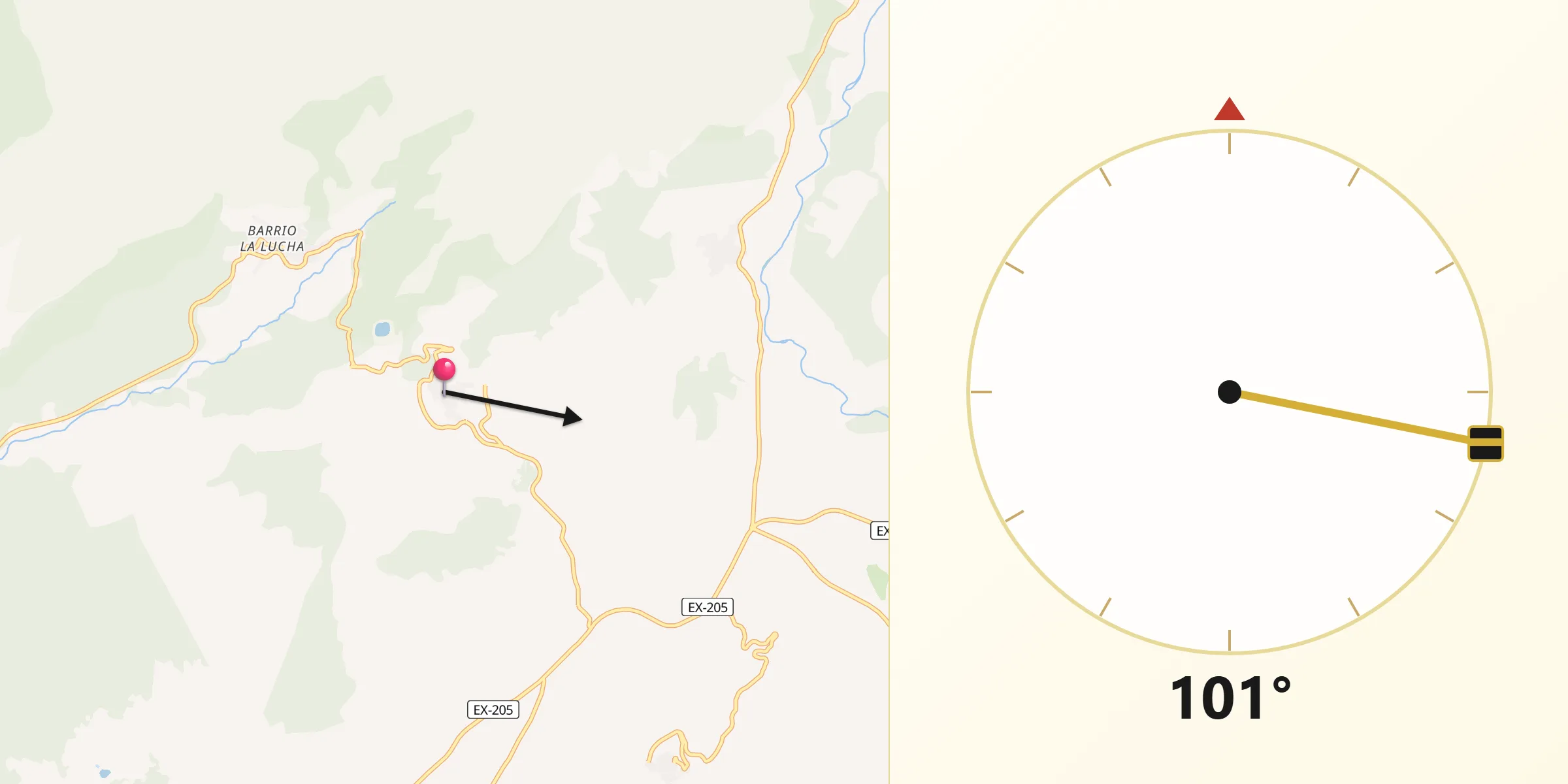 Dirección de la Qibla desde Torre de Don Miguel