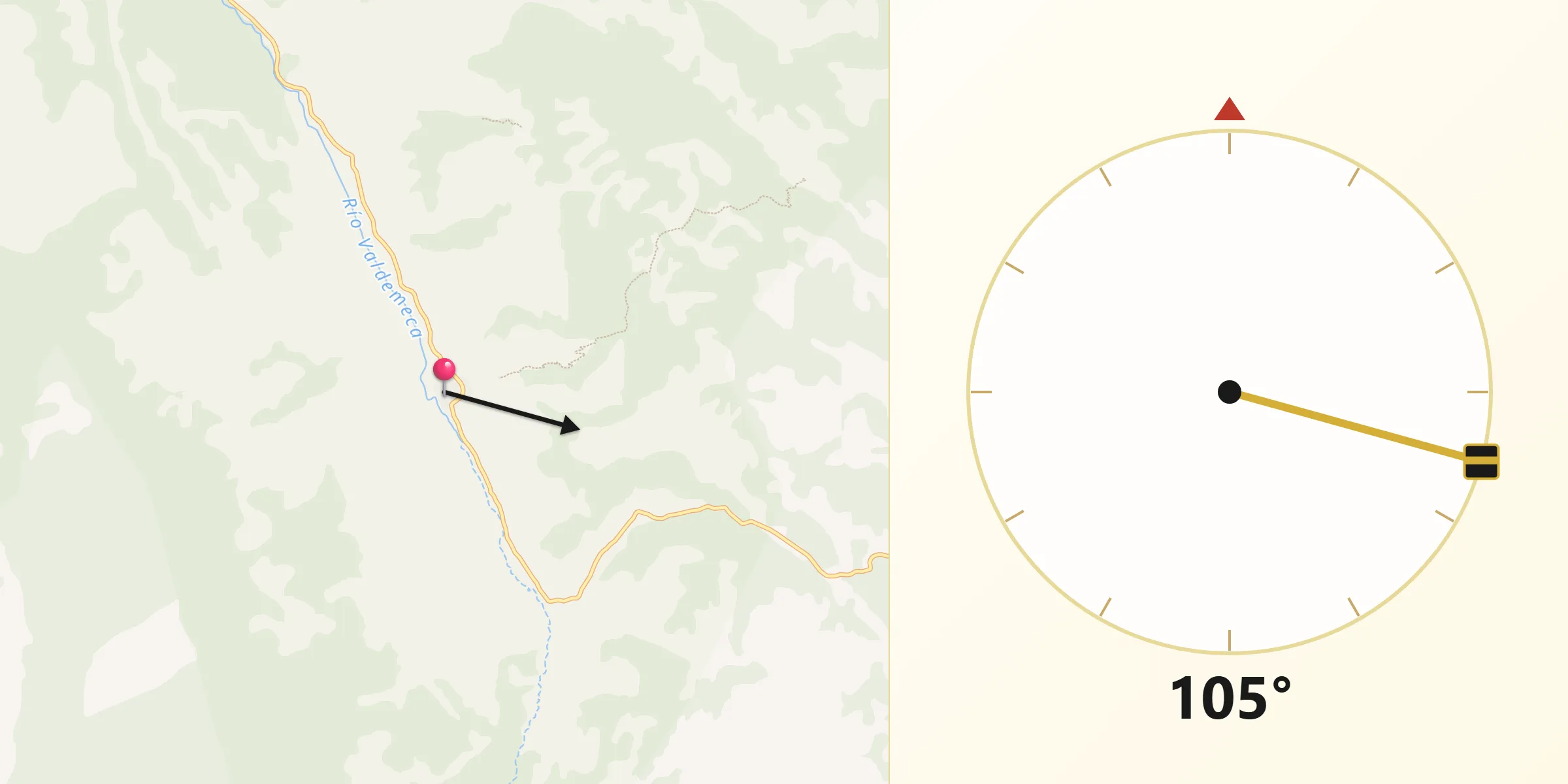 Dirección de la Qibla desde Valdemeca