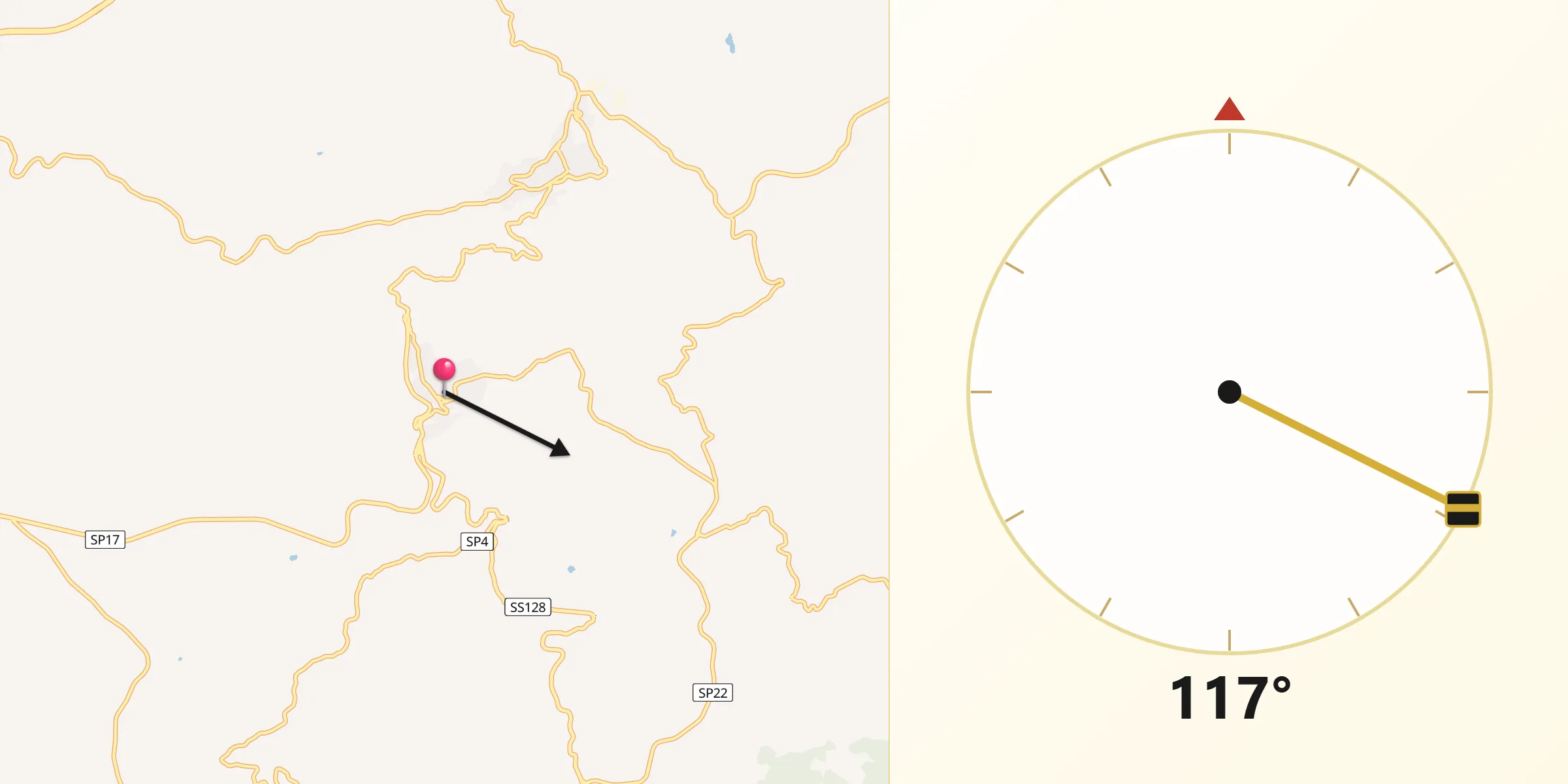 Direzione della Qibla da Sarule