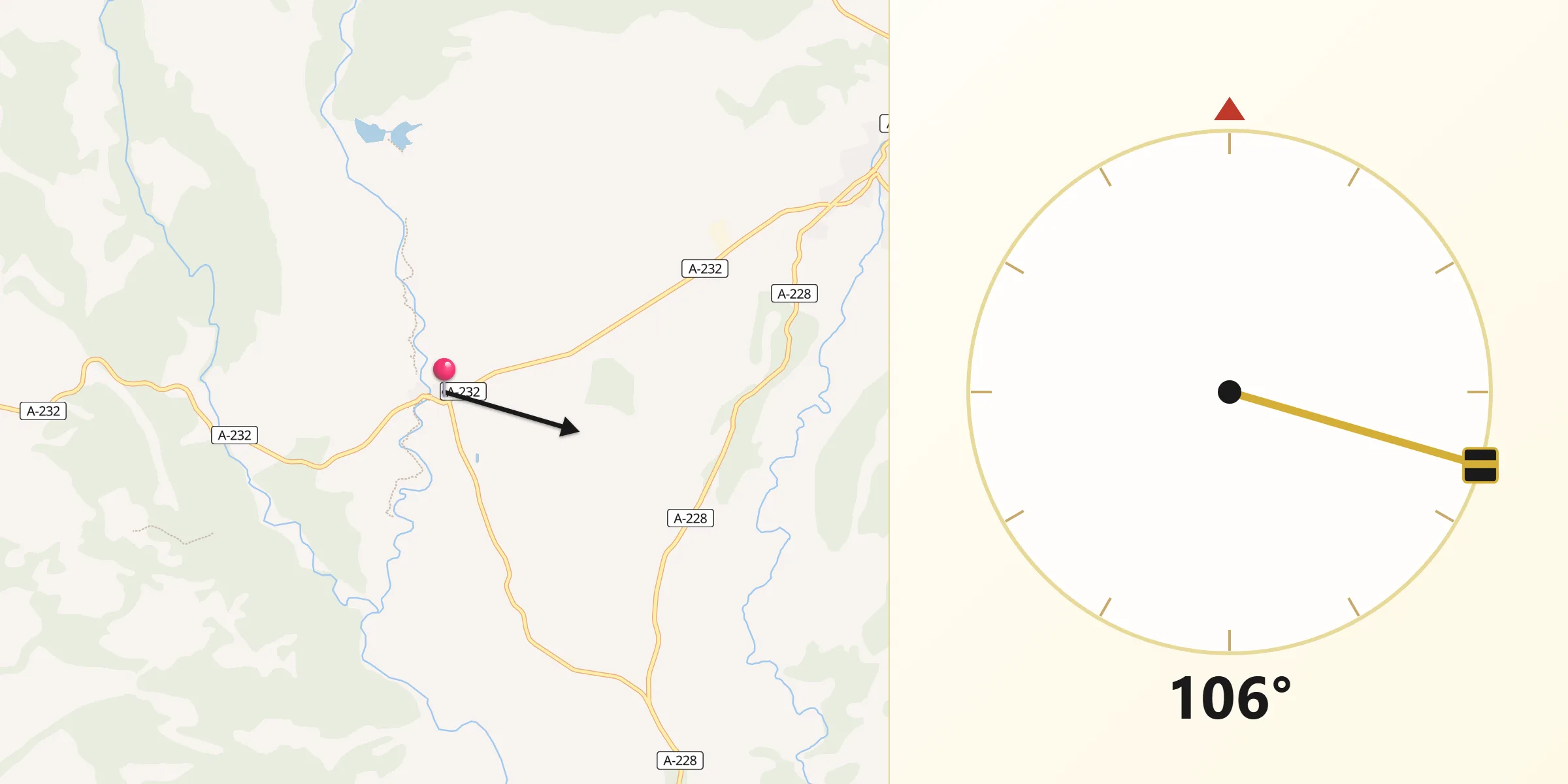 Dirección de la Qibla desde Valbona