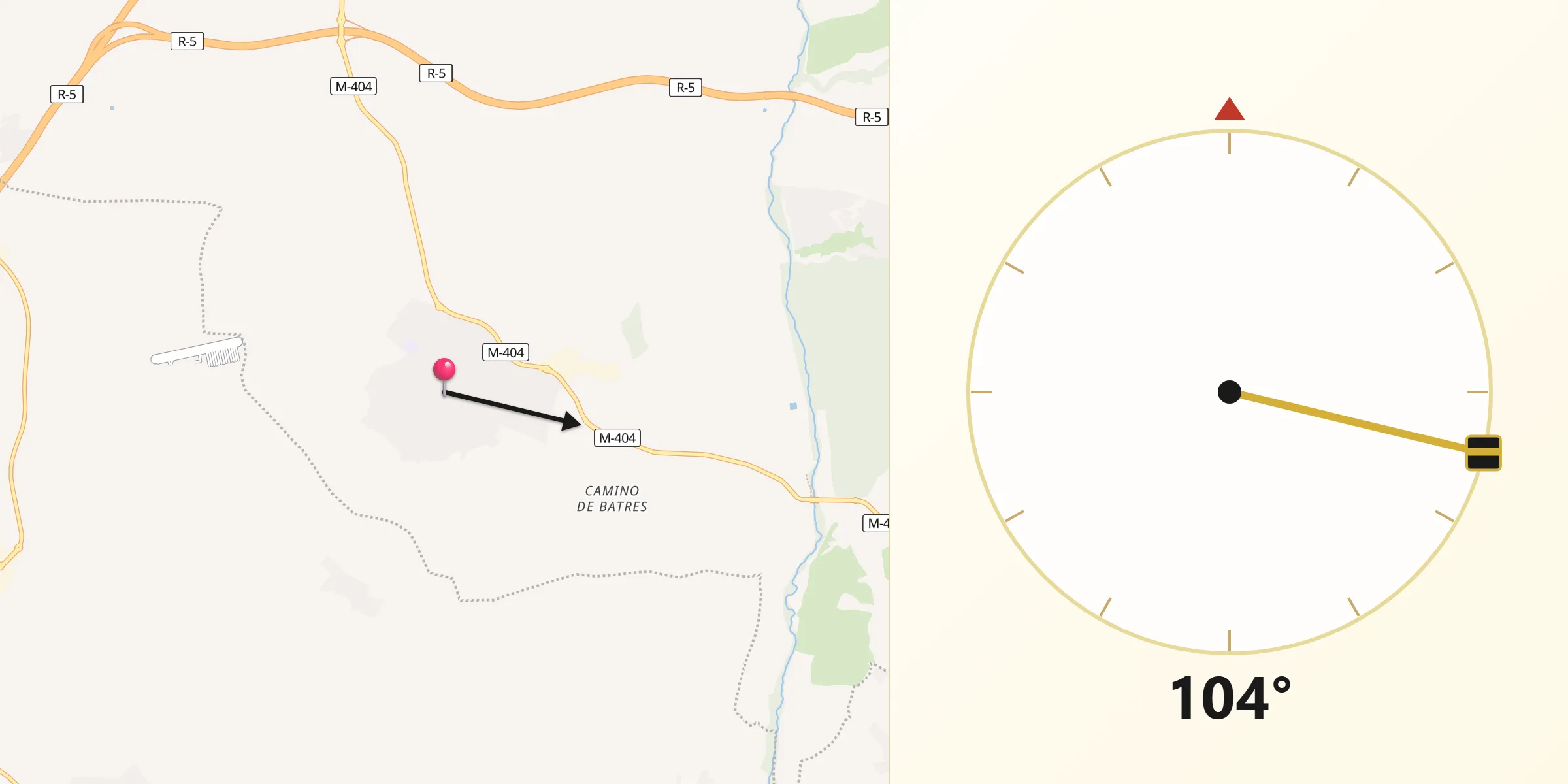 Dirección de la Qibla desde El Álamo