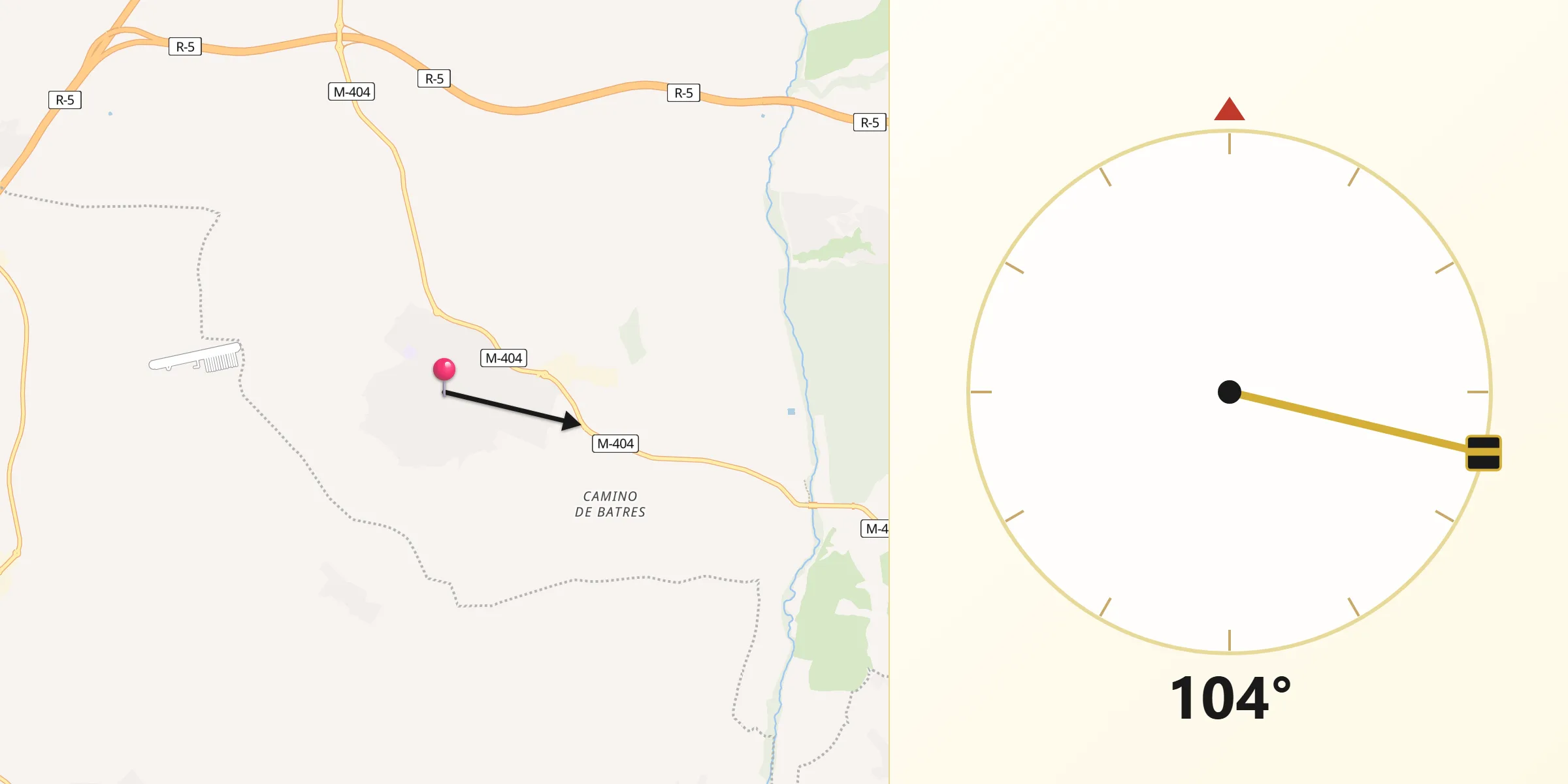 Dirección de la Qibla desde El Álamo