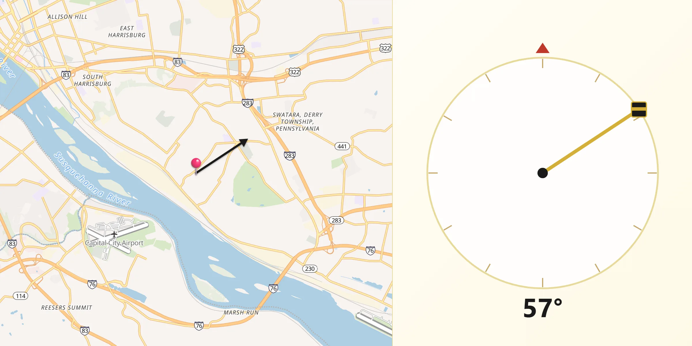 Qibla Direction from Enhaut