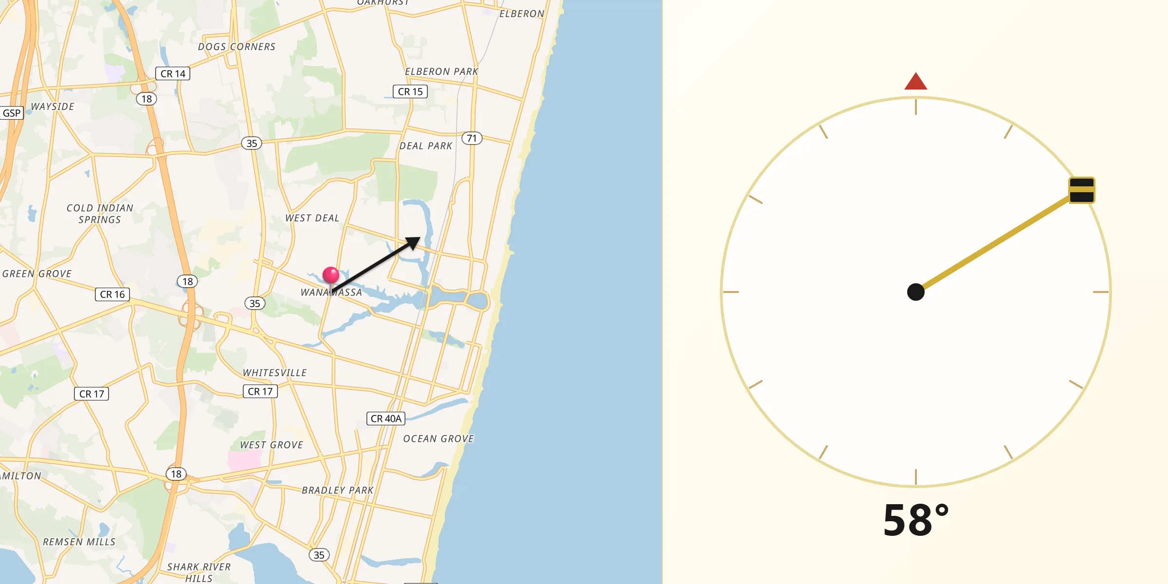 Qibla Direction from Wanamassa