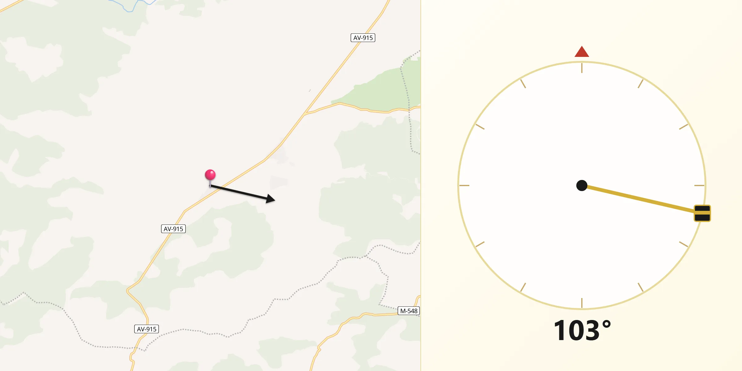 Dirección de la Qibla desde Fresnedilla